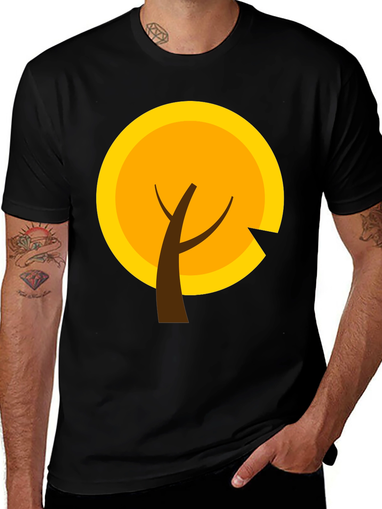 Modern Graphic Tee - Autumn Tree Design