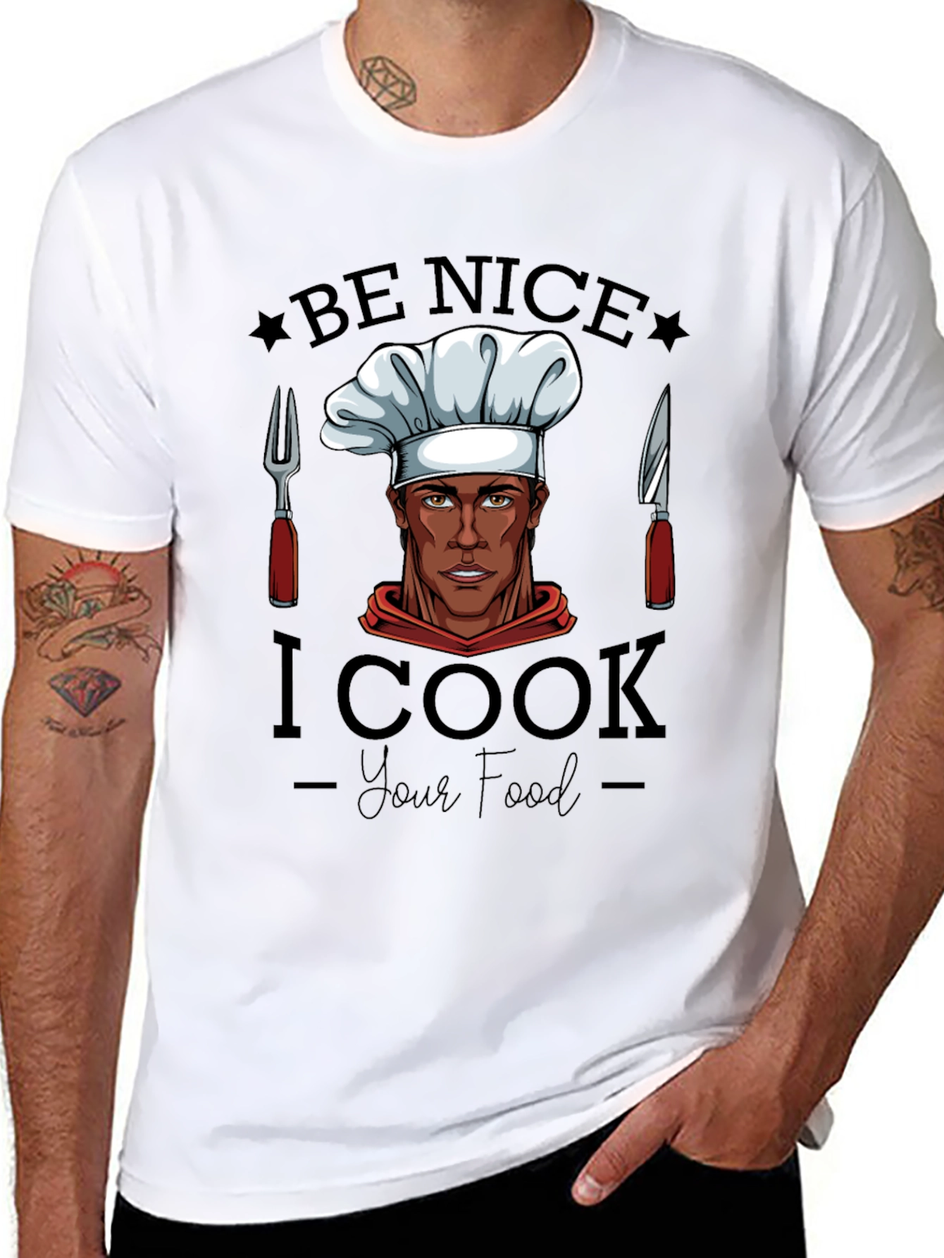 Be Nice I Cook Your Food Black Graphic Tee