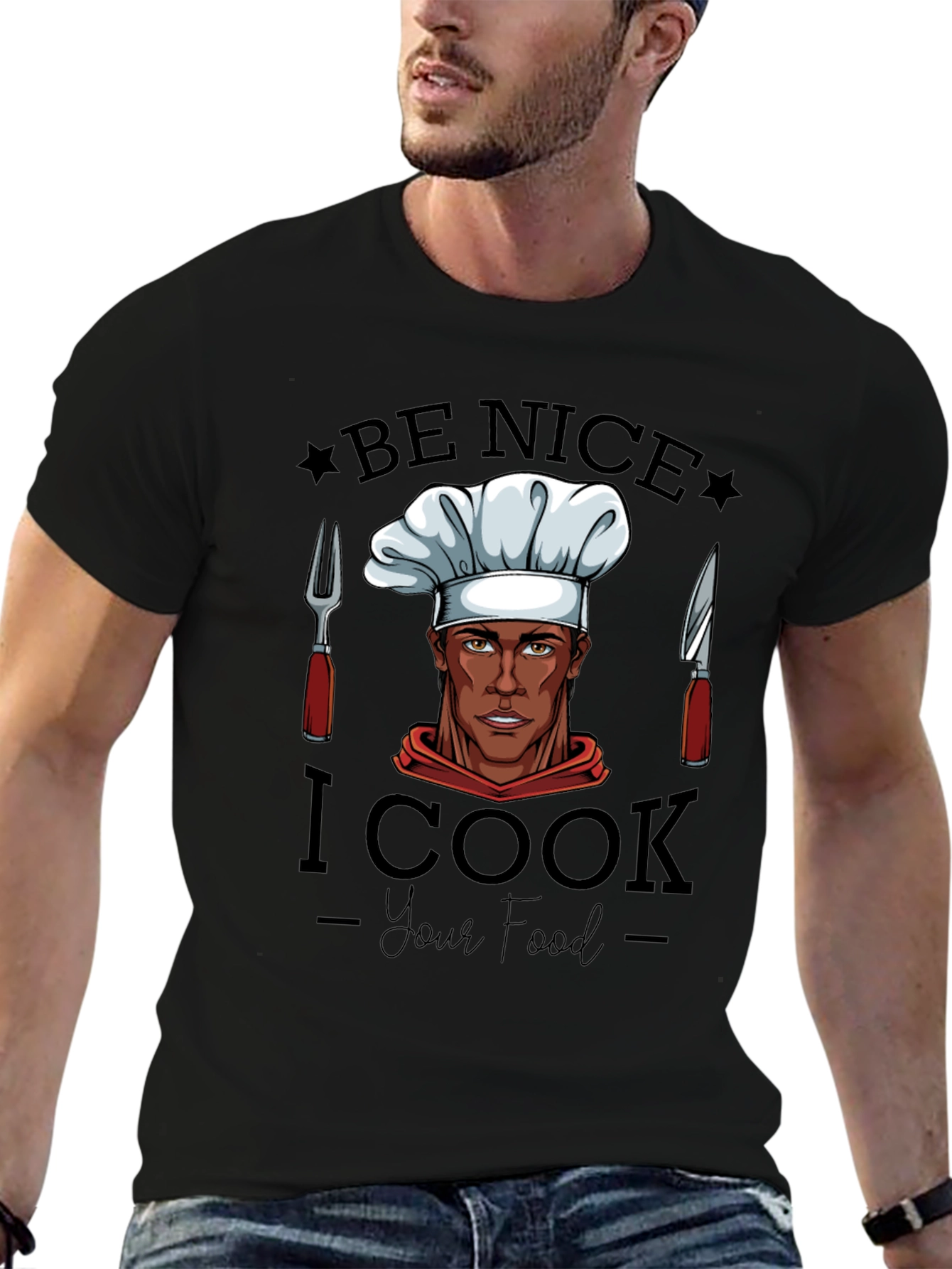 Be Nice I Cook Your Food Black Graphic Tee