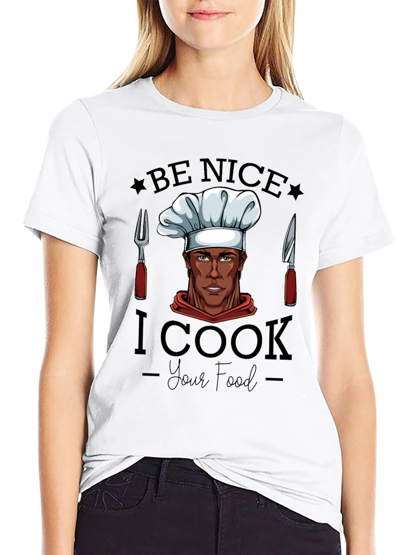 Be Nice I Cook Your Food Black Graphic Tee