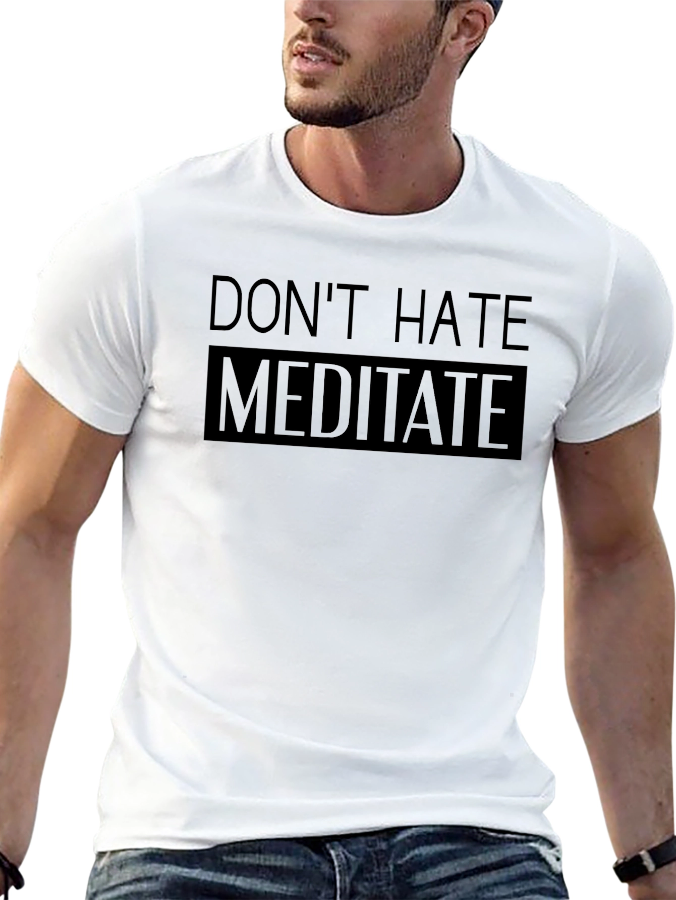 Dont Hate Meditate Black Graphic T-Shirt