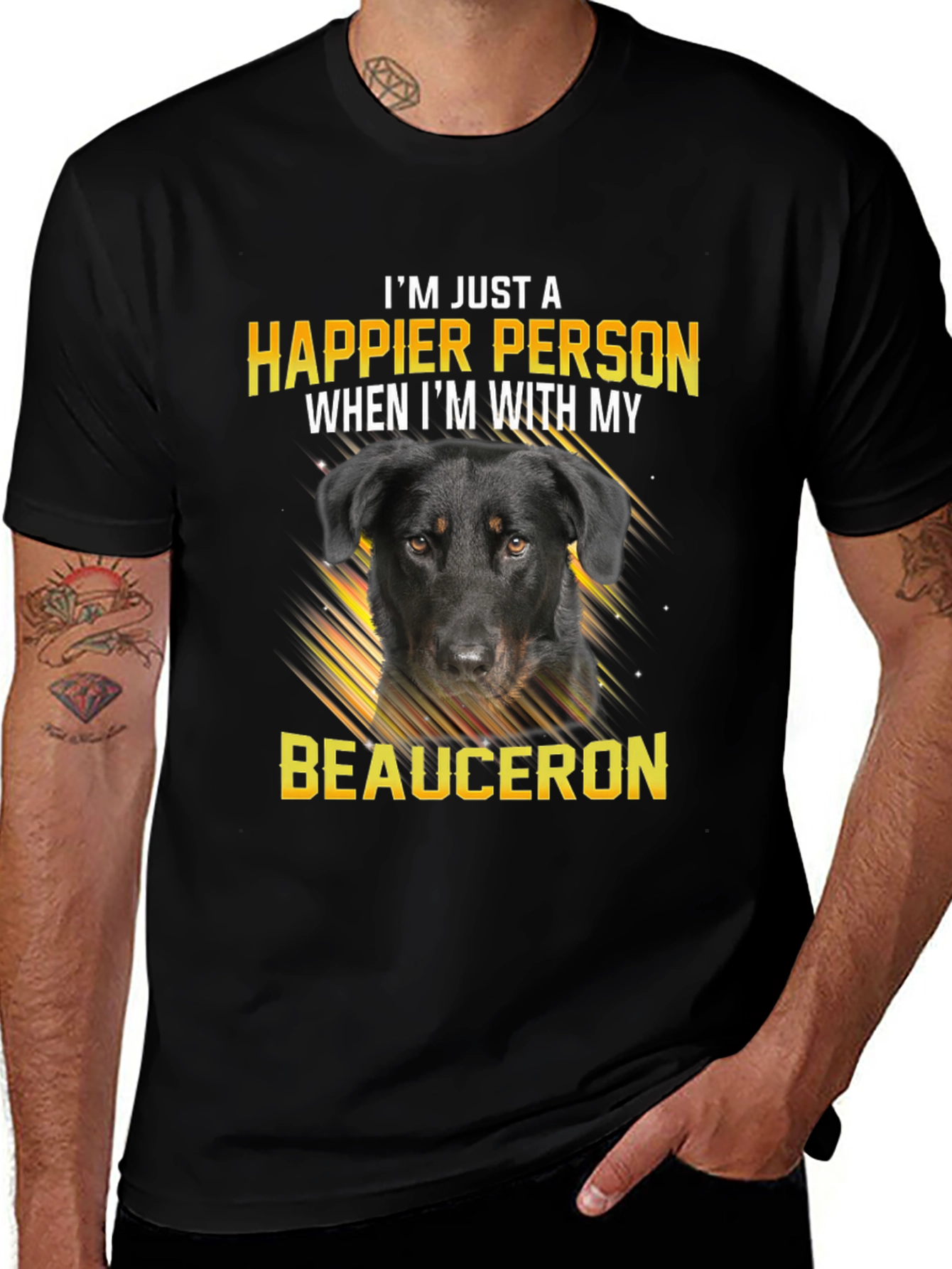 Happier Person Beauceron Dog Graphic T-Shirt