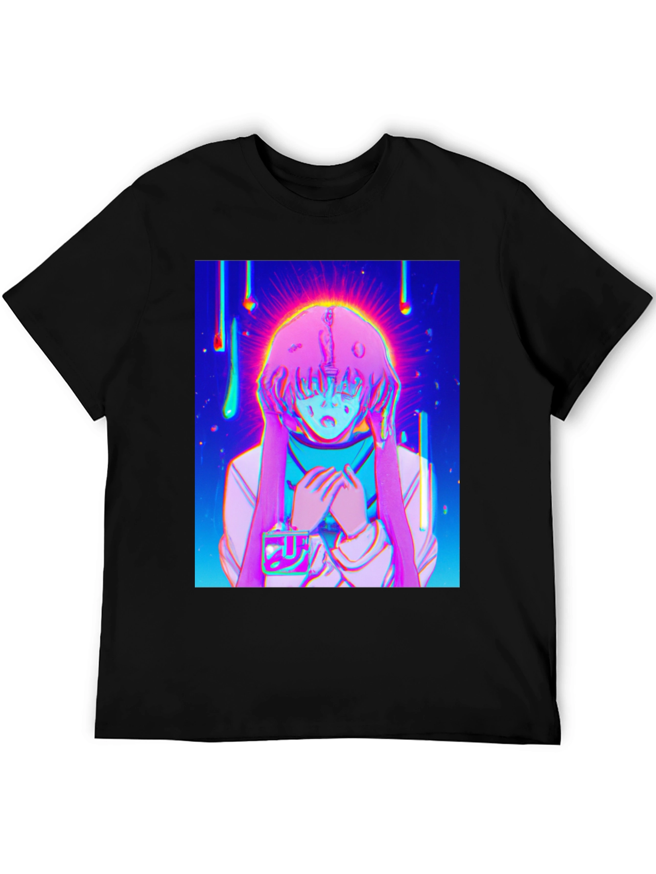 Anime Girl Graphic T-Shirt - Vivid Black Tee