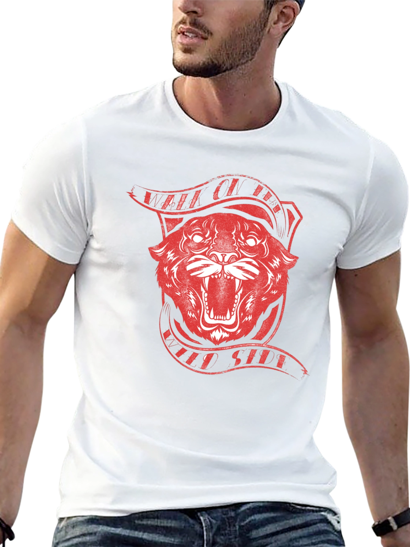 Red Tiger Graphic Black T-Shirt
