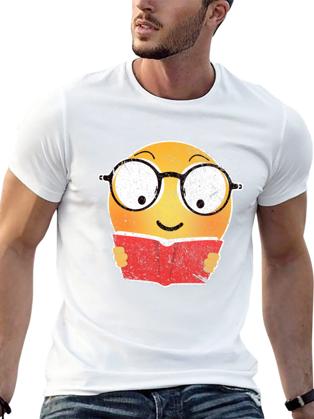 Bookworm Emoji Graphic T-Shirt - Black