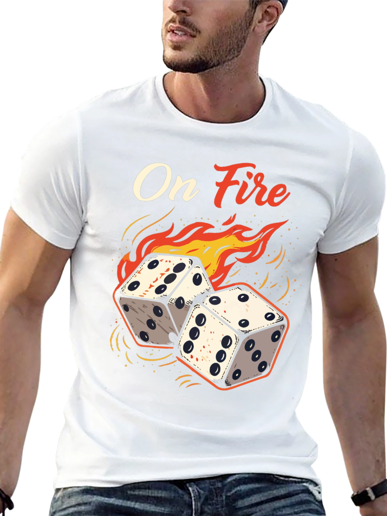On Fire Dice Graphic Tee - Lucky Gamble T-Shirt