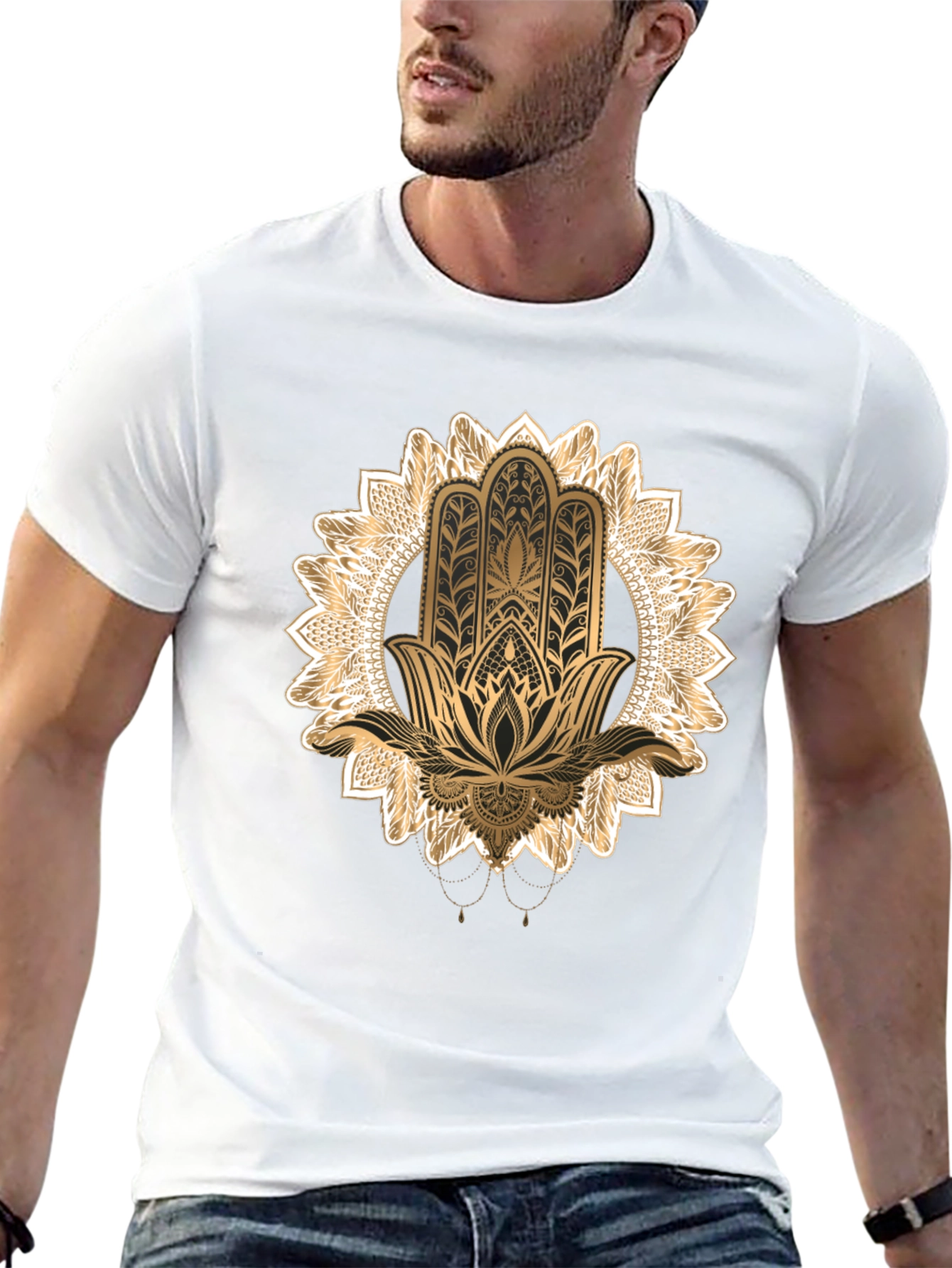 Hamsa Mandala Graphic Tee - Black