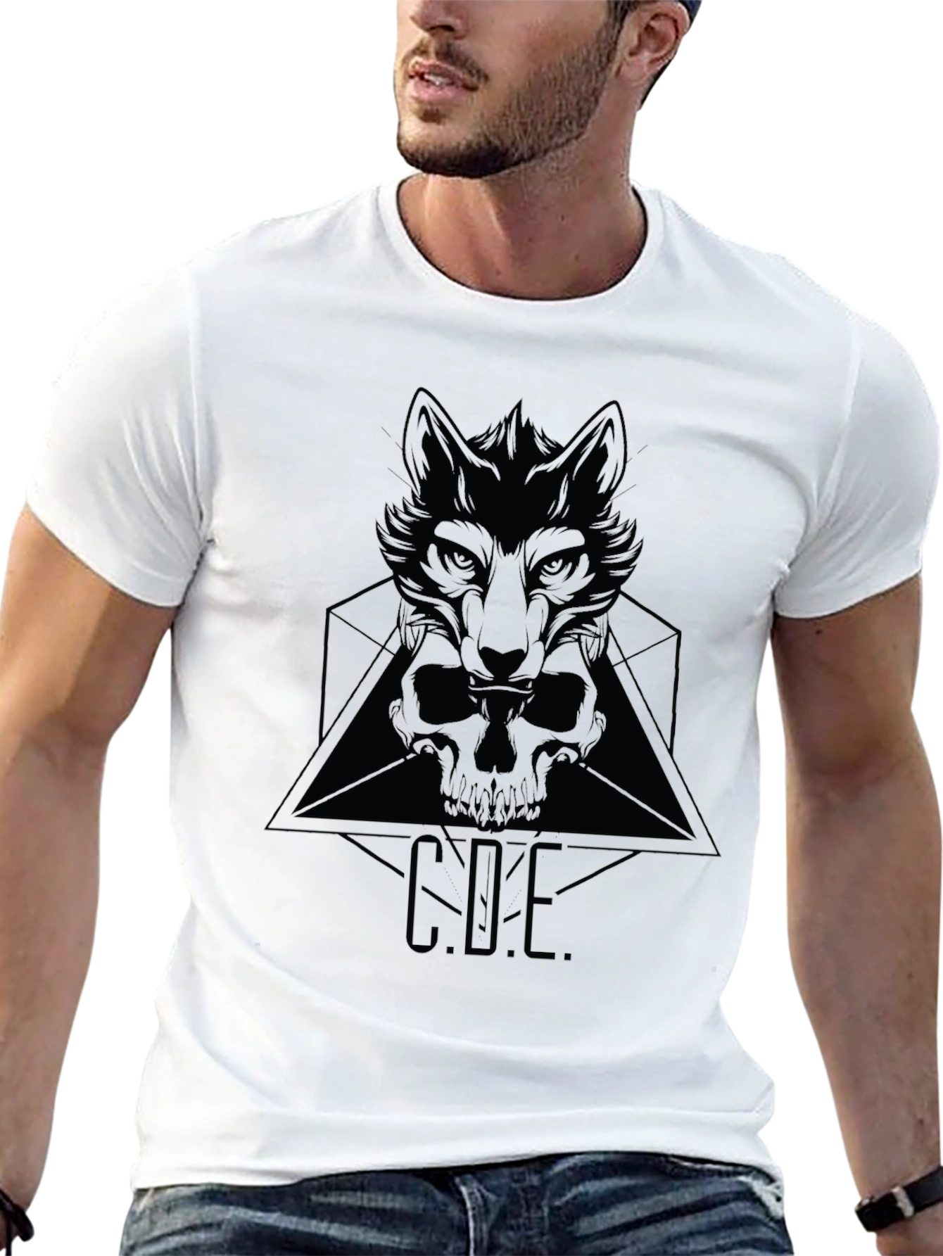 Wolf Skull Graphic T-Shirt - Mens Black Tee