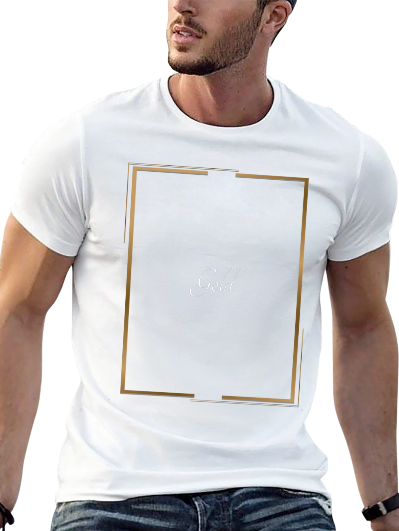 Gold Design Black T-Shirt - Modern Graphic Tee