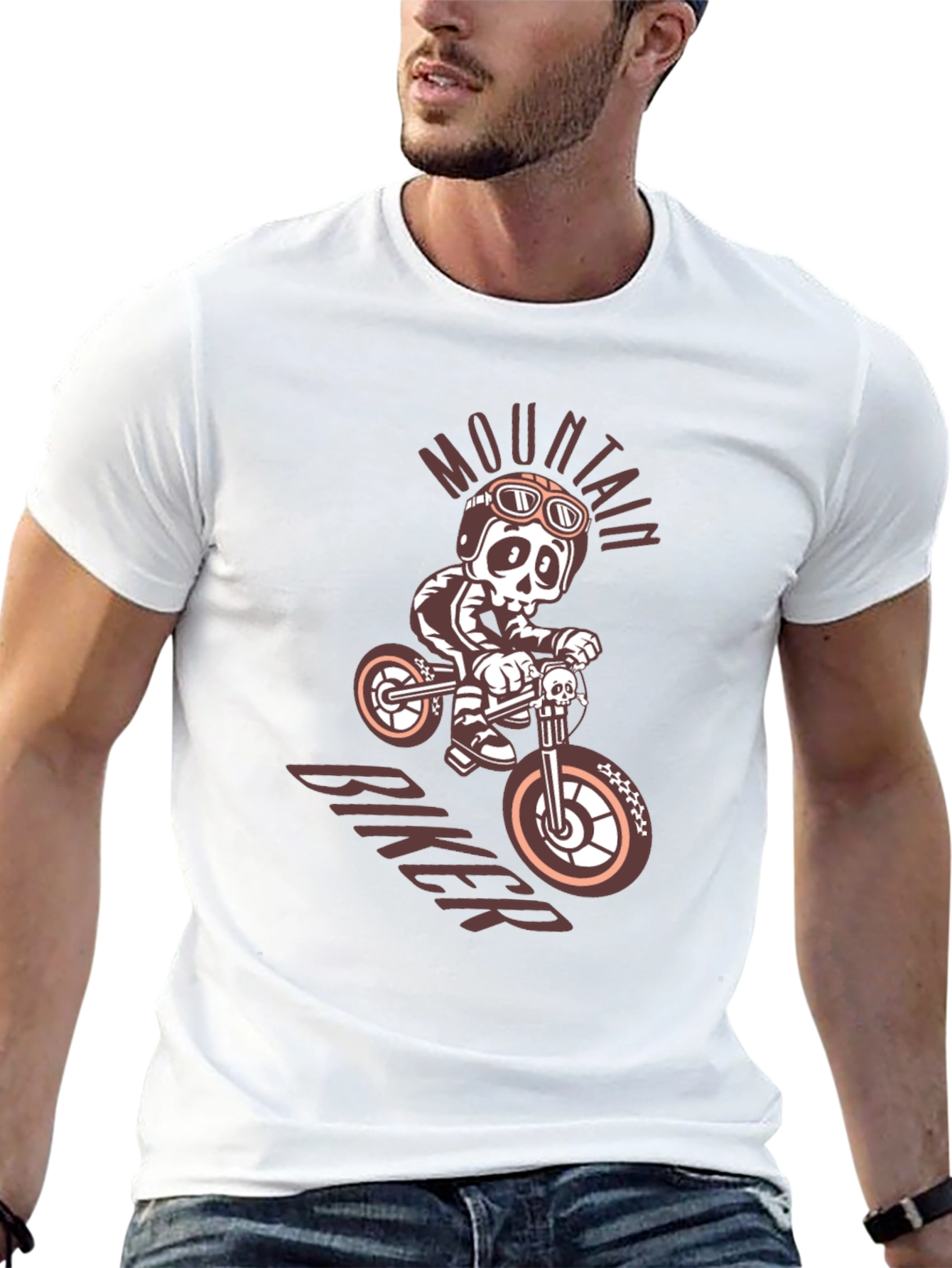 Mountain Biker Skeleton Graphic Tee - Black