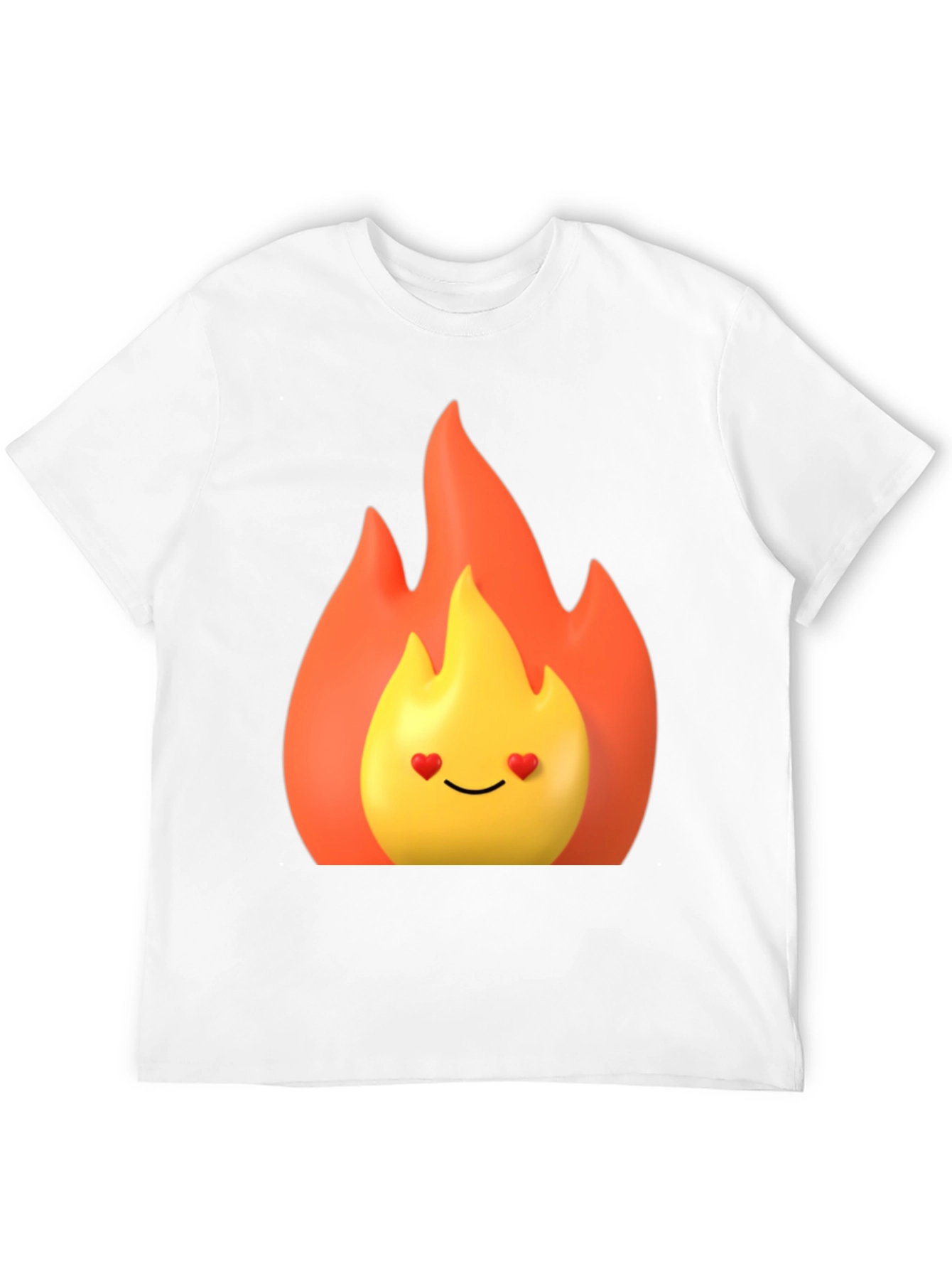 Flaming Heart Eyes Emoji Black T-Shirt