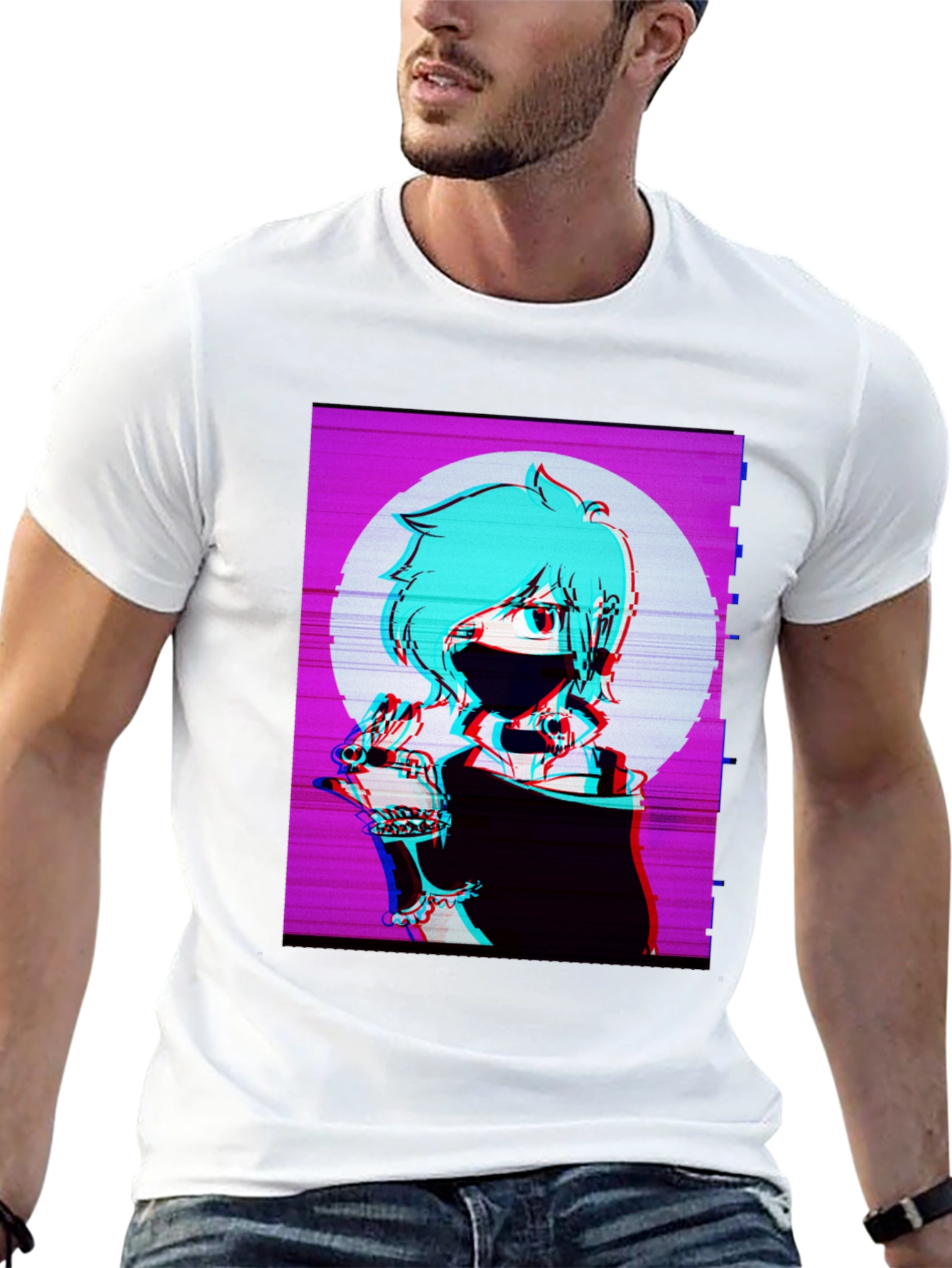 Anime Graphic Tee - Black Vaporwave T-Shirt