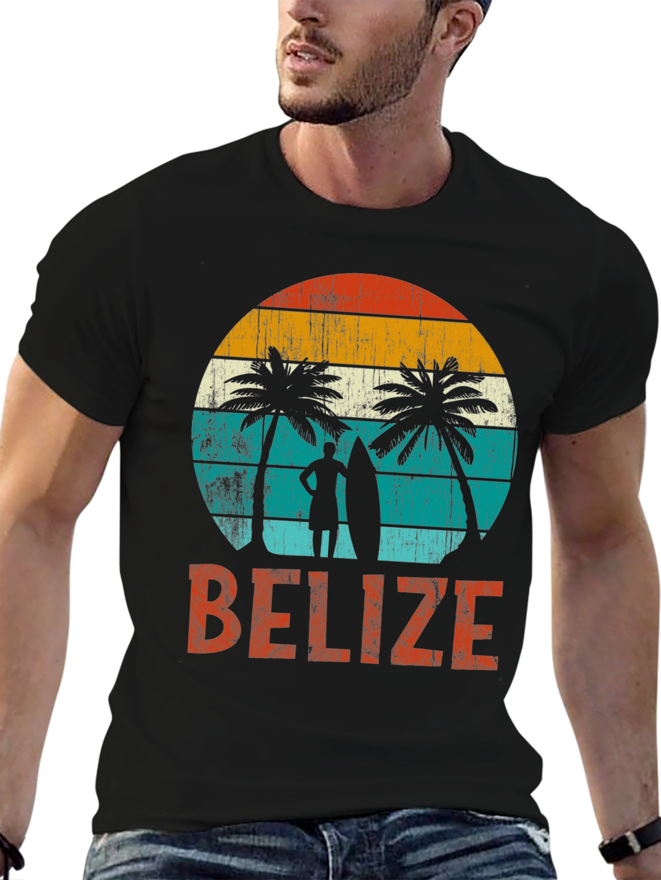 Belize Sunset Surf T-Shirt - Retro Beach Vibes