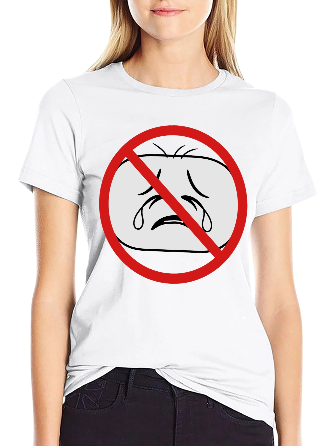 No Crying Graphic T-Shirt - Black Cotton Tee