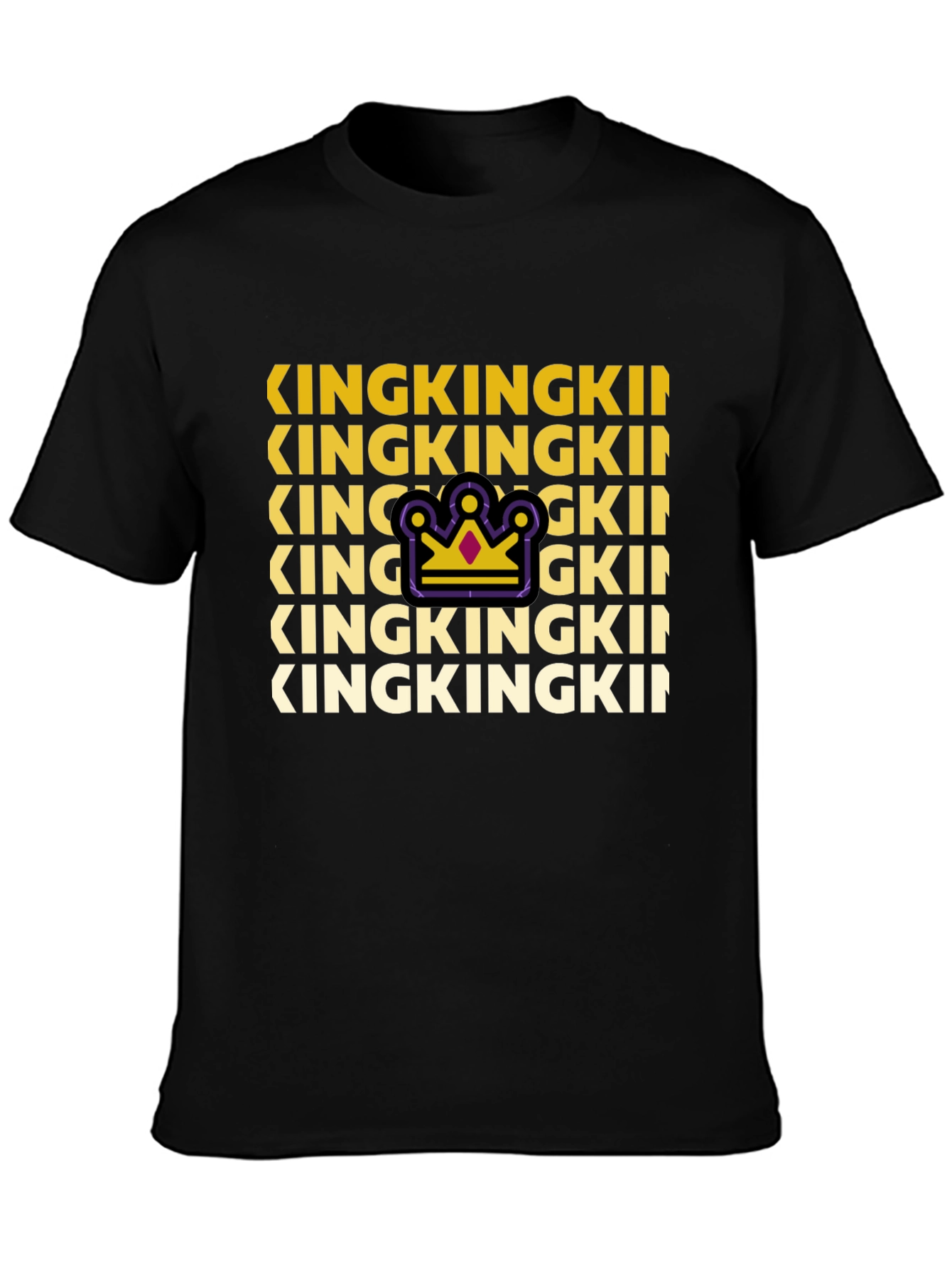 King Graphic Print Crew Neck Tee - Black