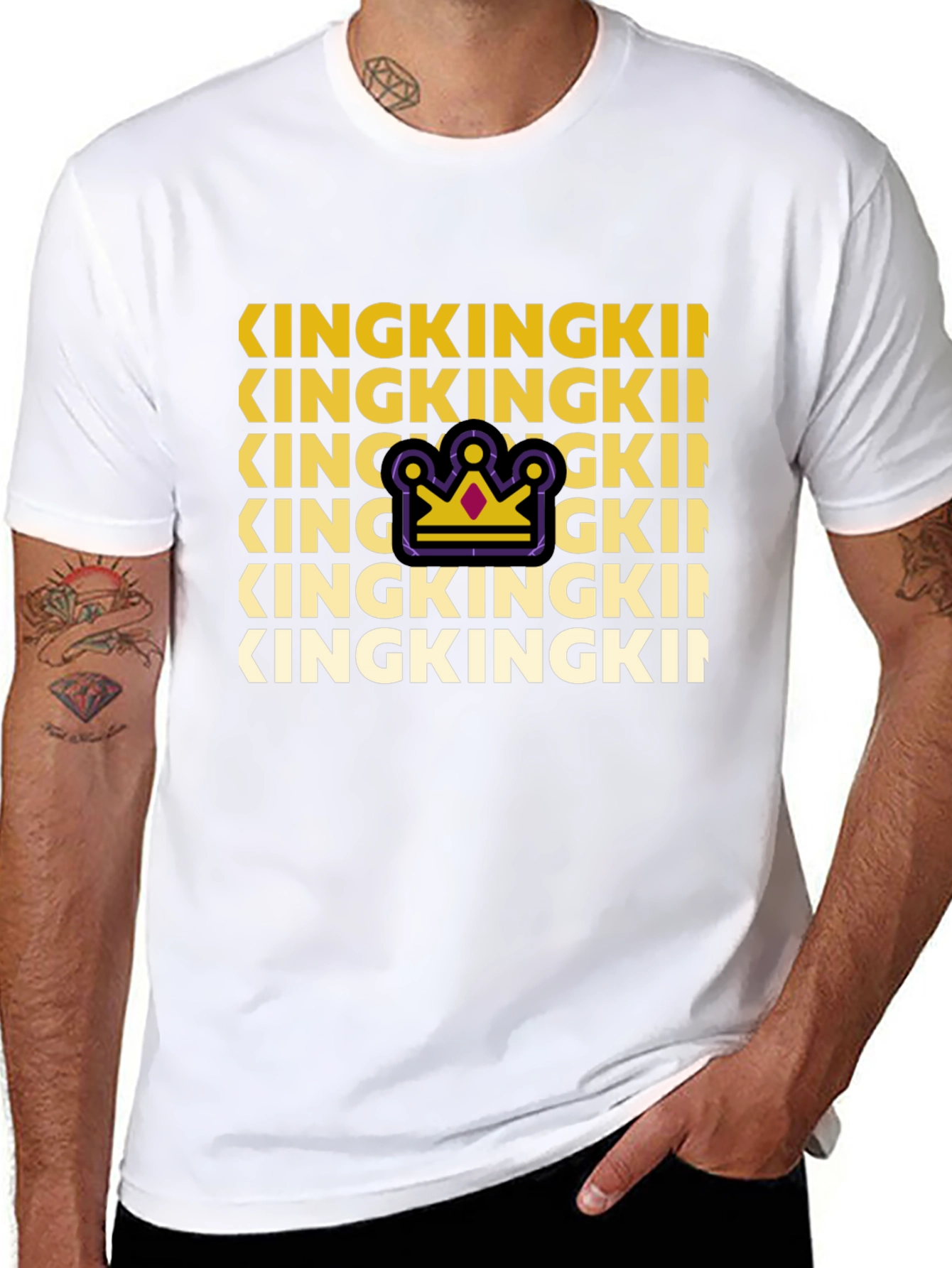 King Graphic Print Crew Neck Tee - Black