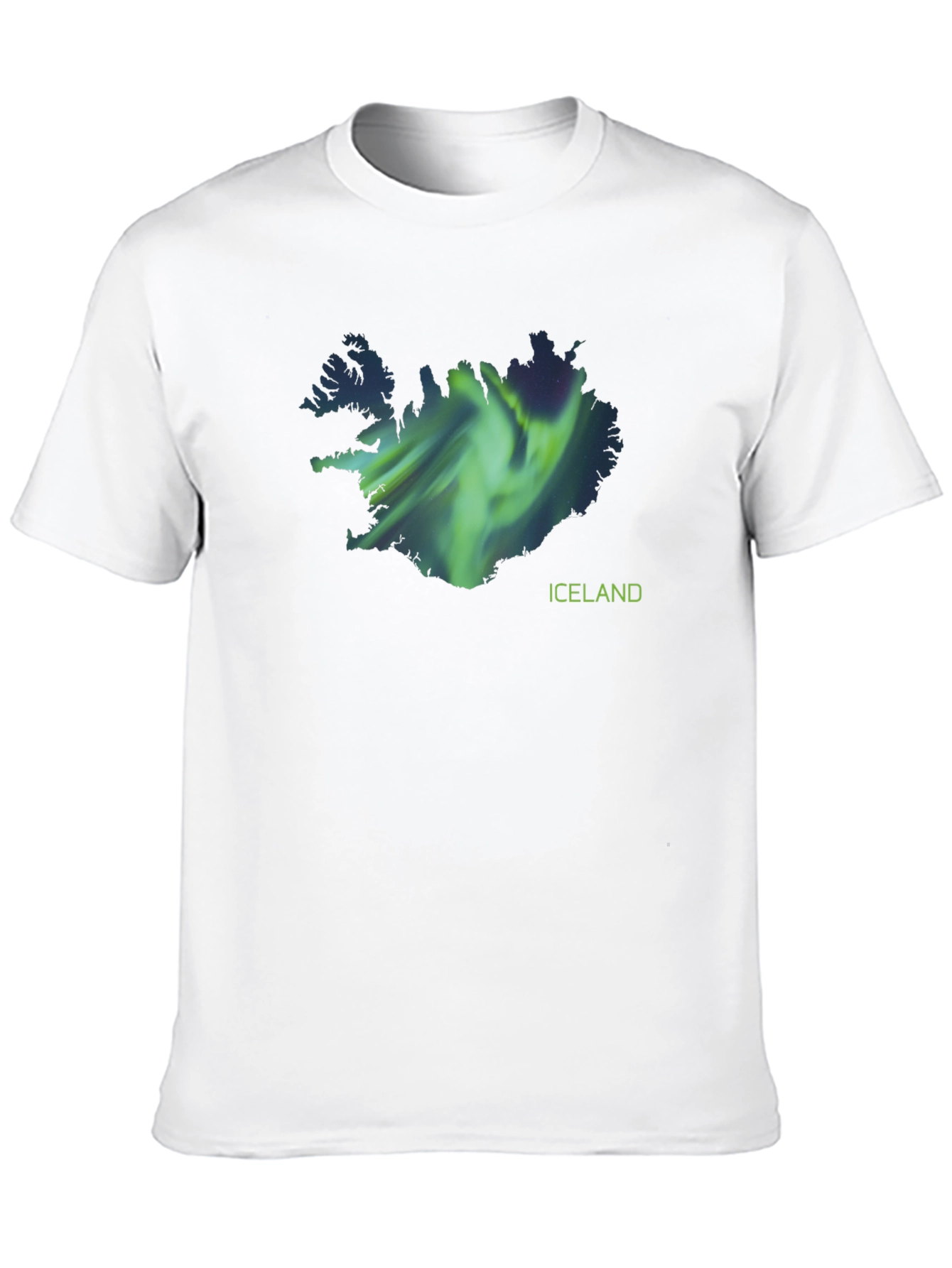 Iceland Aurora Borealis Map Black T-Shirt