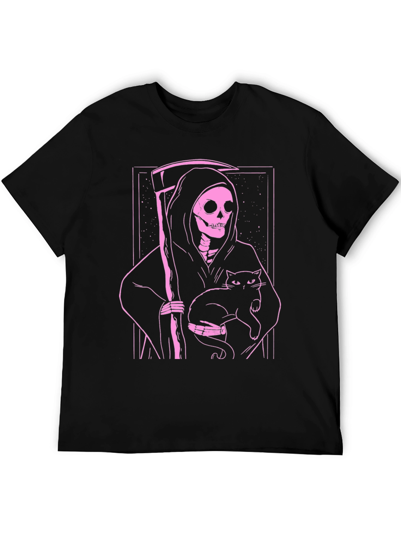 Grim Reaper Cat T-Shirt - Black Graphic Tee