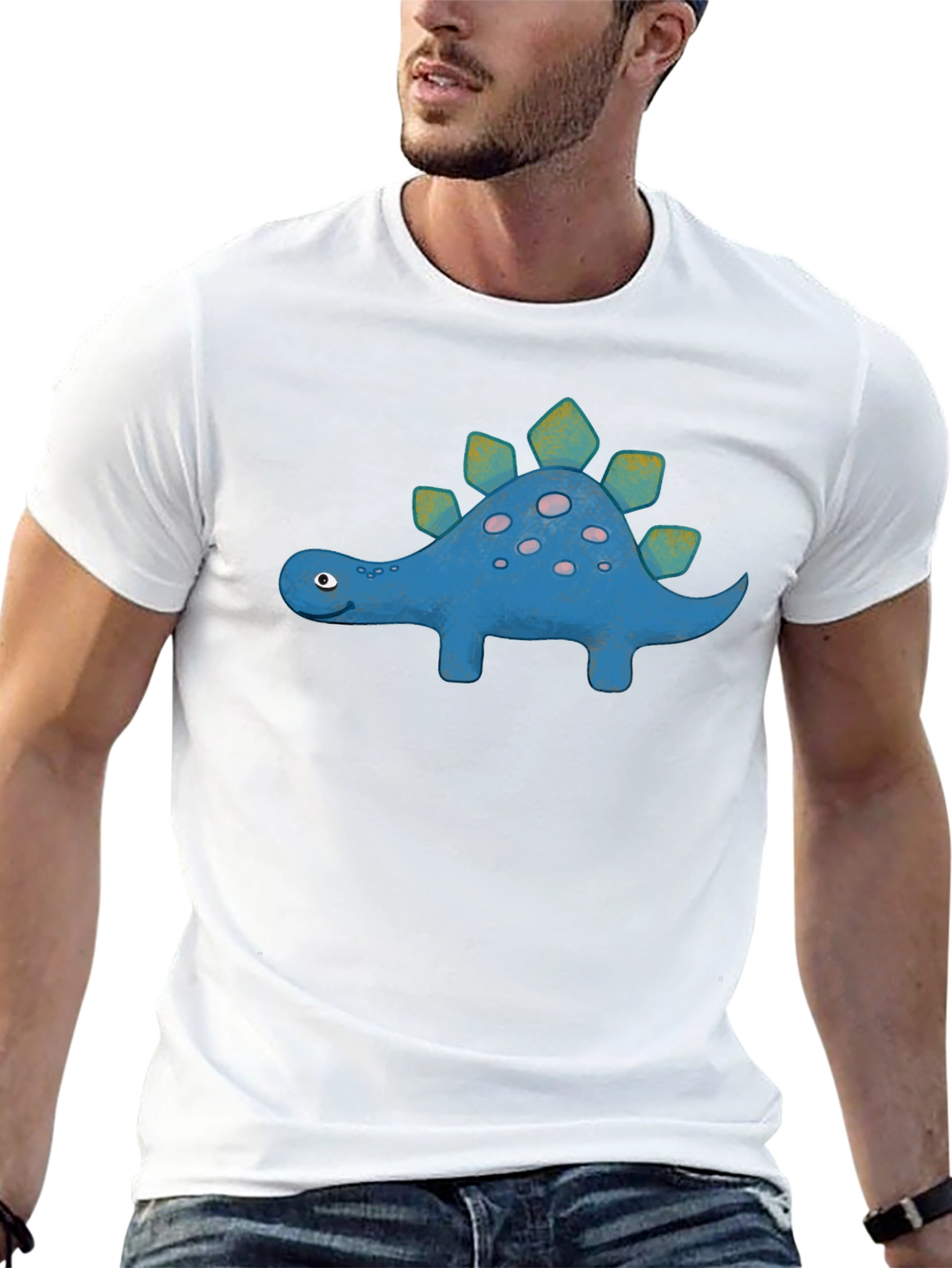 Cute Cartoon Stegosaurus Graphic T-Shirt