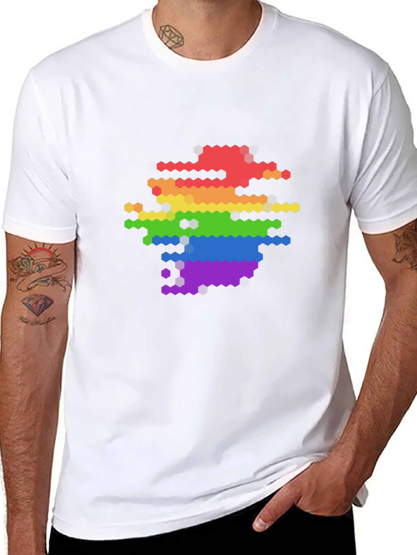 Pixel Rainbow Graphic Tee - Modern LGBTQ+ Pride Shirt