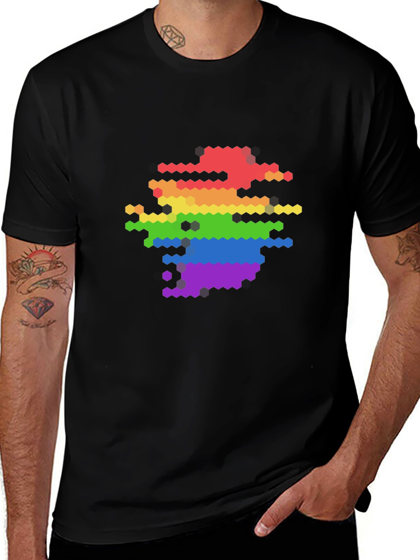 Pixel Rainbow Graphic Tee - Modern LGBTQ+ Pride Shirt
