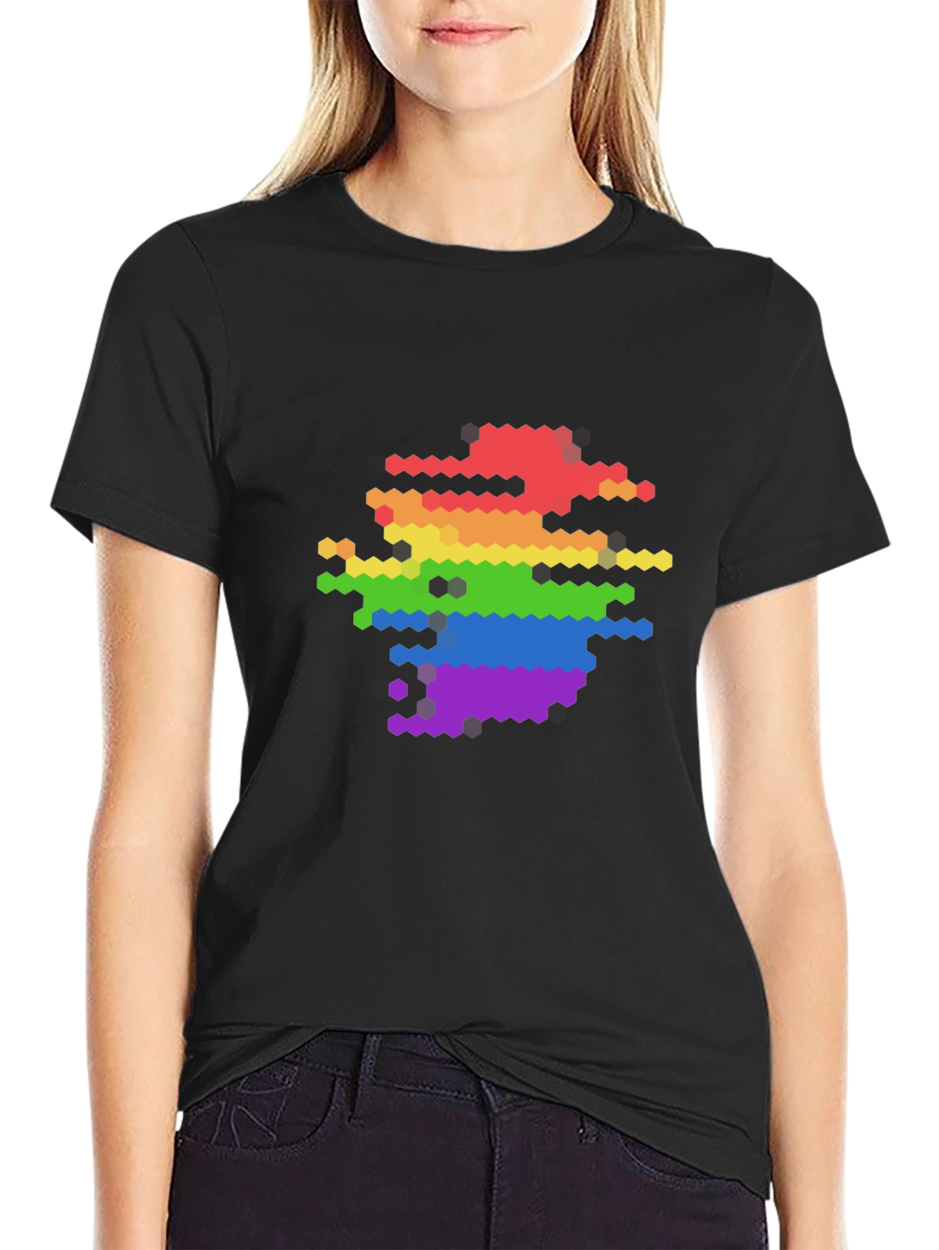 Pixel Rainbow Graphic Tee - Modern LGBTQ+ Pride Shirt