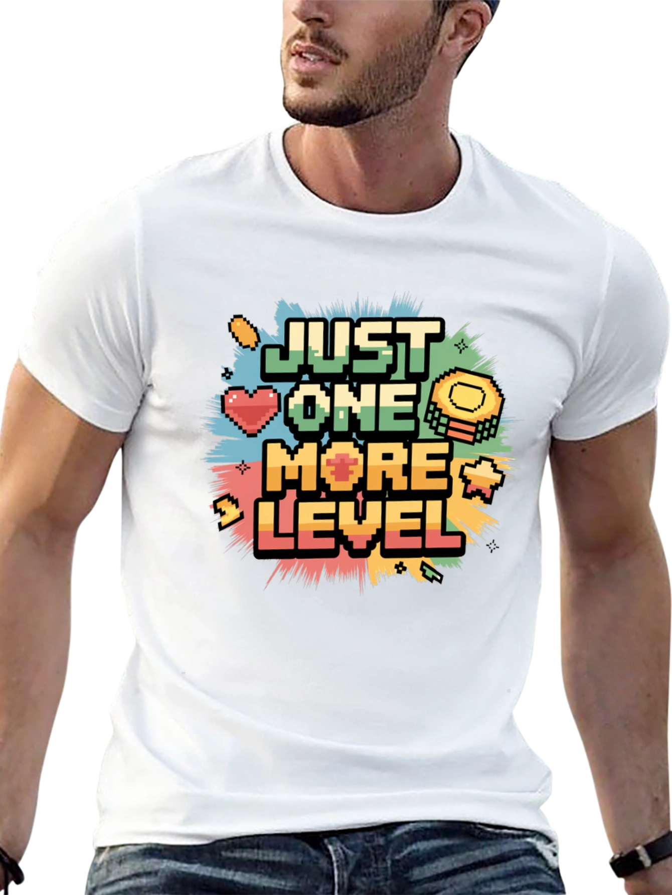 Just One More Level Pixel Gamer Black T-Shirt