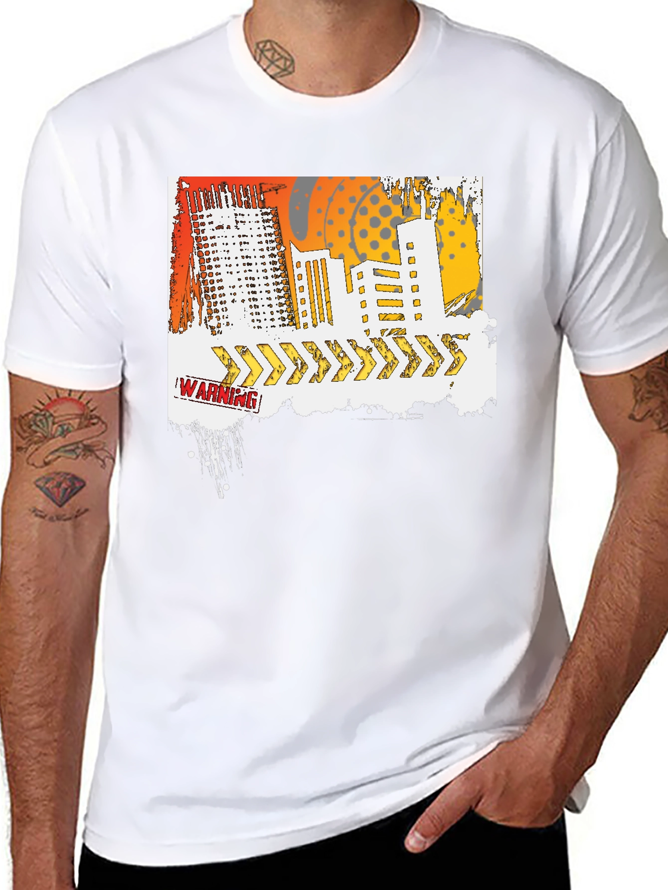Urban Warning Graphic T-Shirt - Modern Streetwear Tee