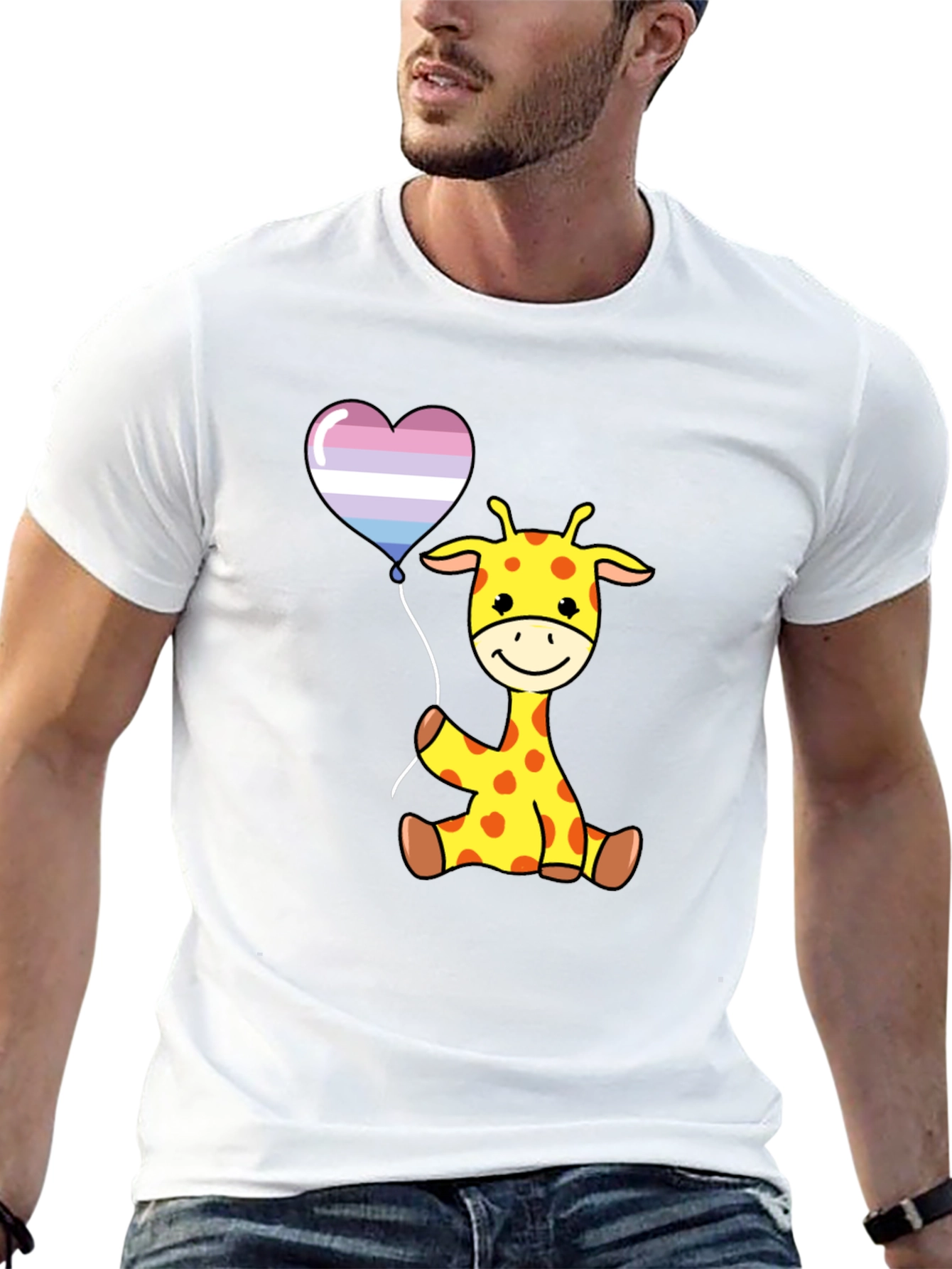 Giraffe Balloon Graphic Tee - Soft Cotton Comfort