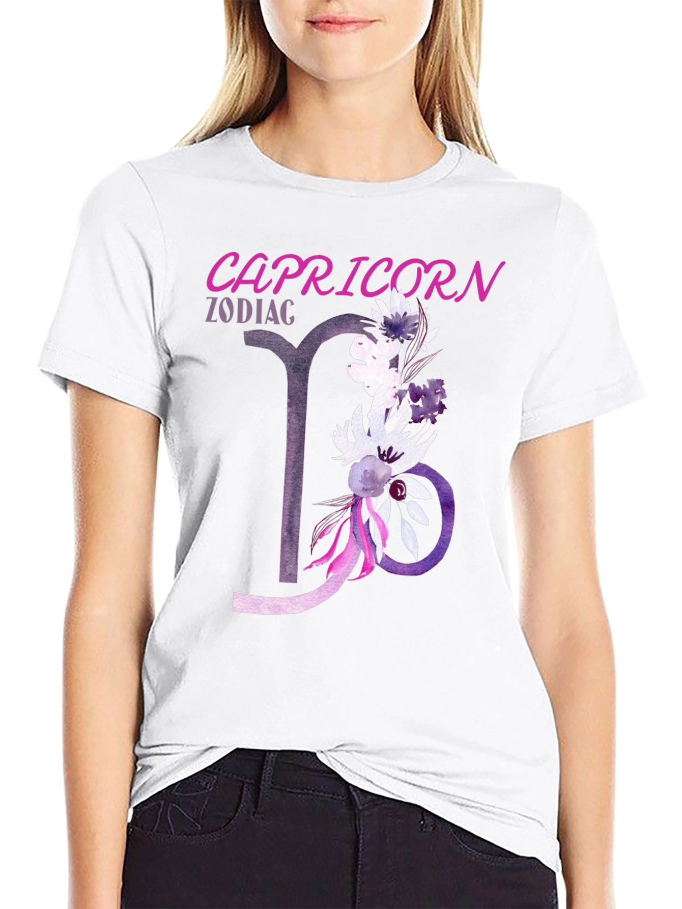 Capricorn Zodiac Flower Graphic Tee