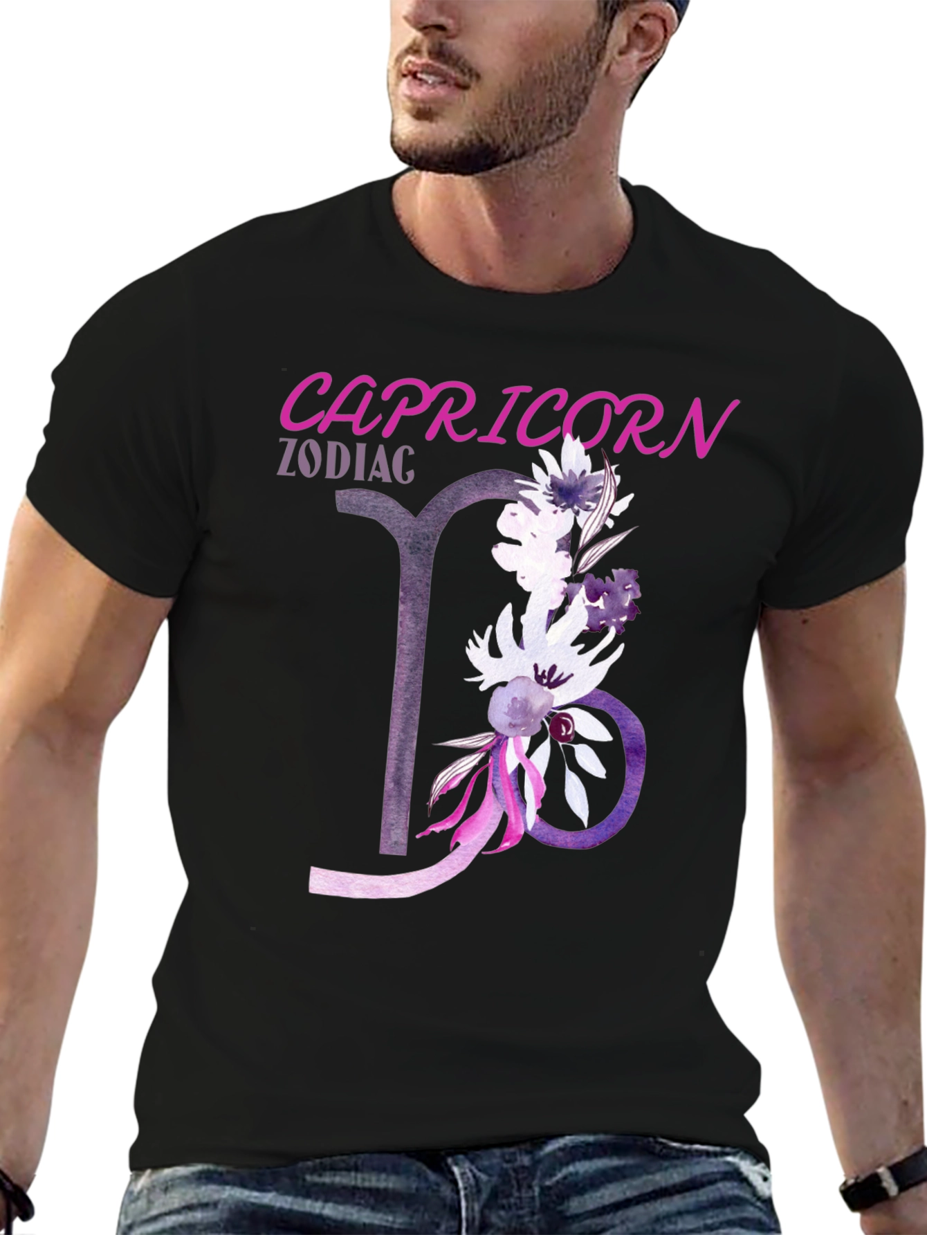 Capricorn Zodiac Flower Graphic Tee