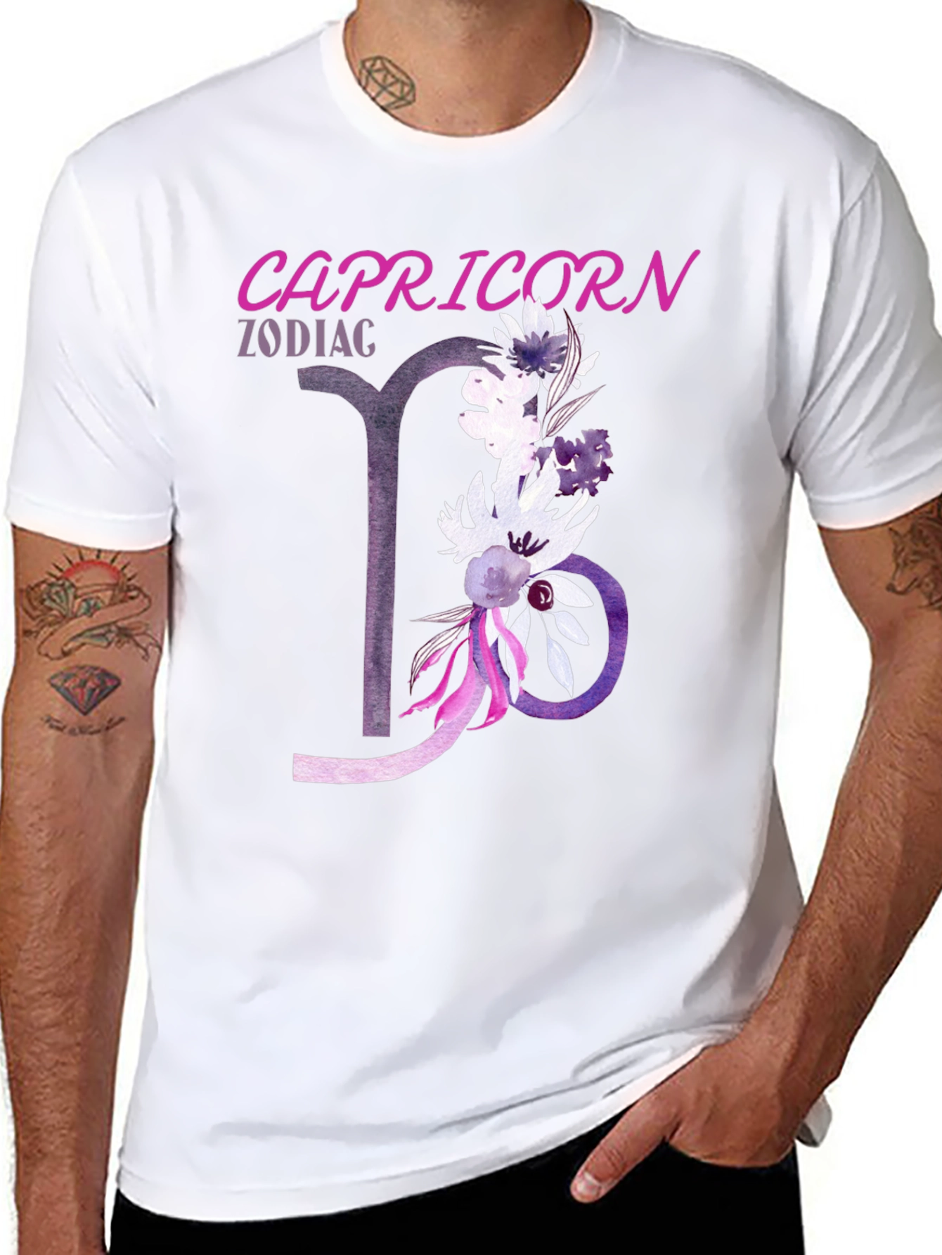 Capricorn Zodiac Flower Graphic Tee