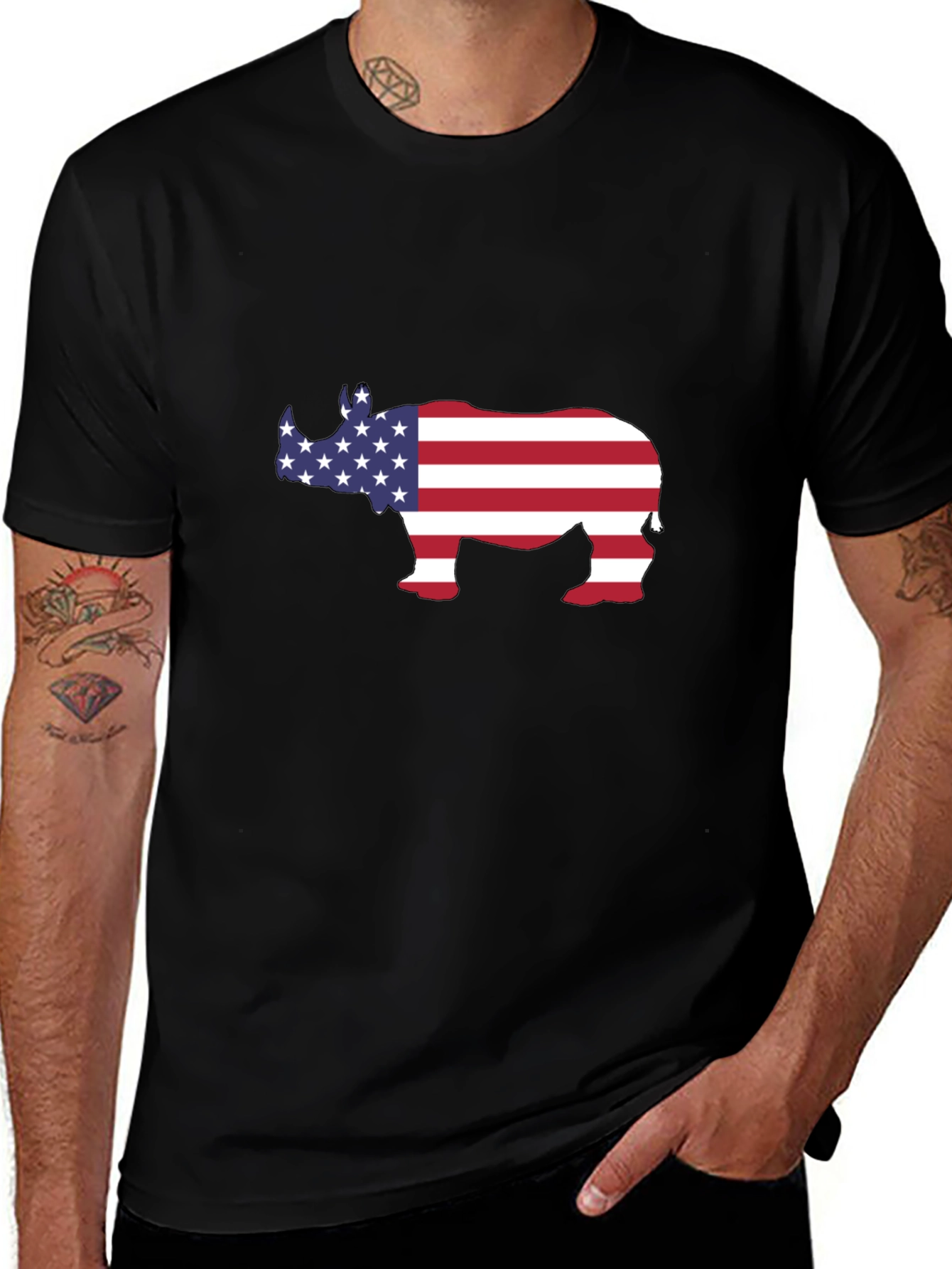 American Rhino T-Shirt - Patriotic Design