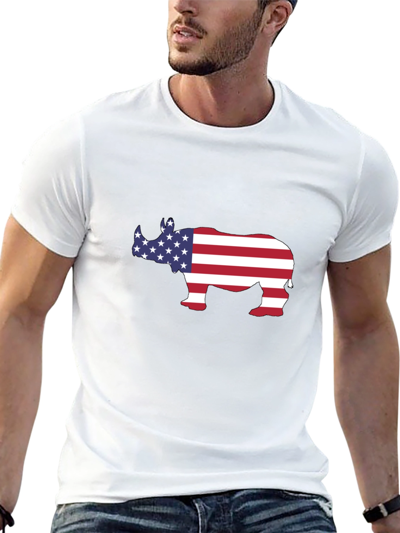 American Rhino T-Shirt - Patriotic Design