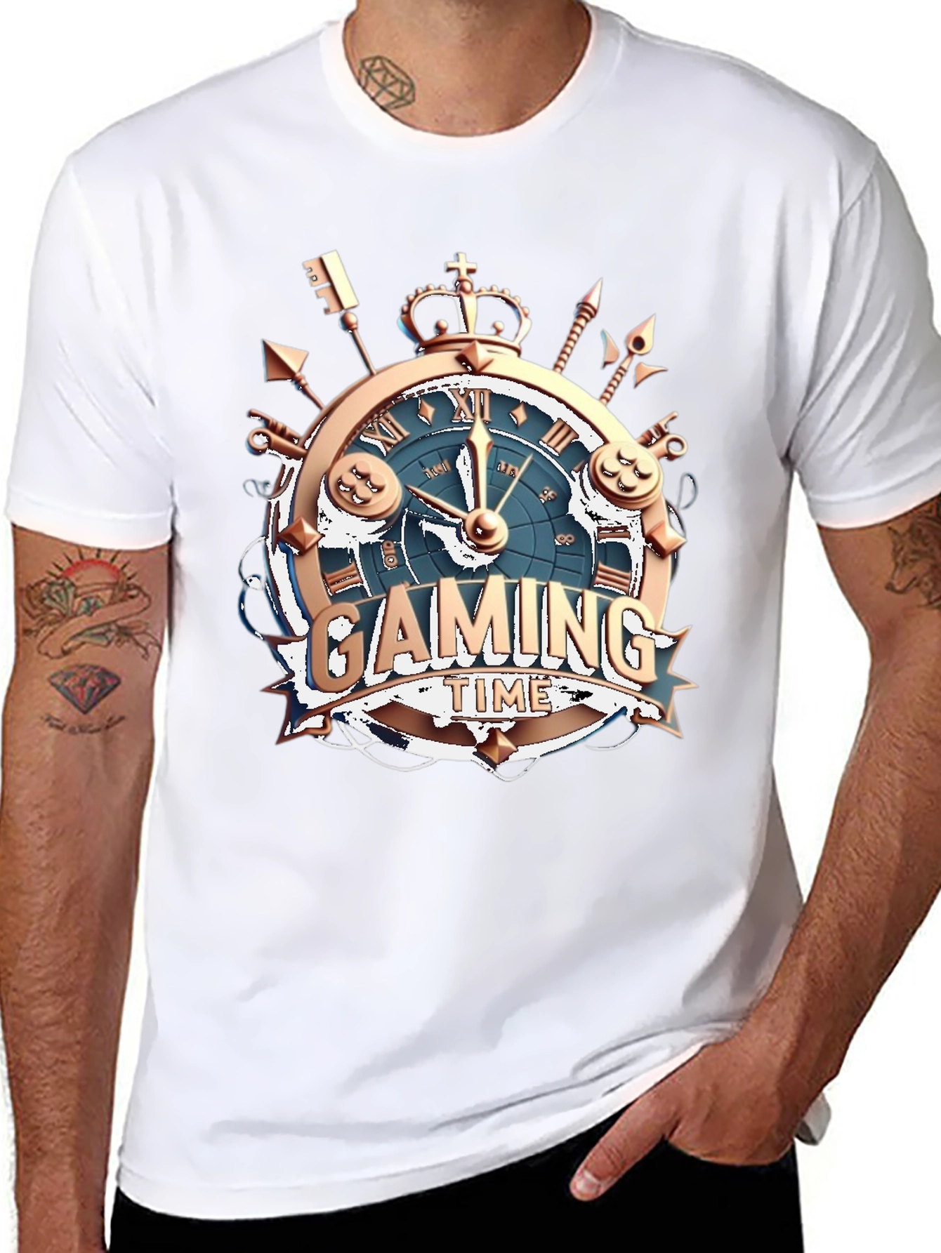 Gaming Time Black T-Shirt: Gamer Clock Design