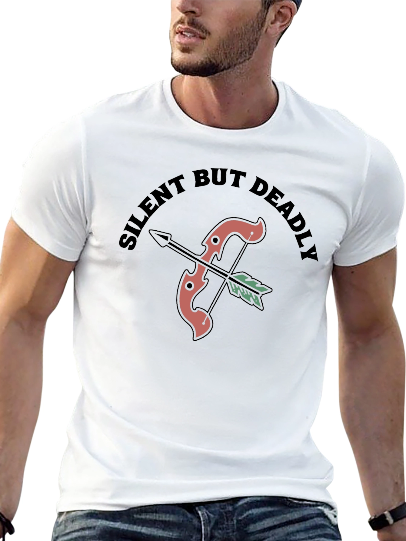 Silent But Deadly Bow & Arrow Black T-Shirt