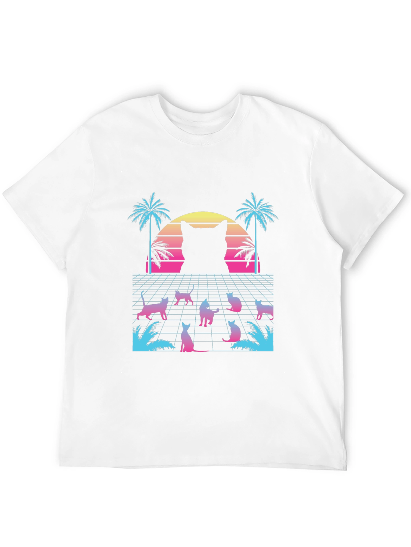 Retro Cat Synthwave Graphic Tee