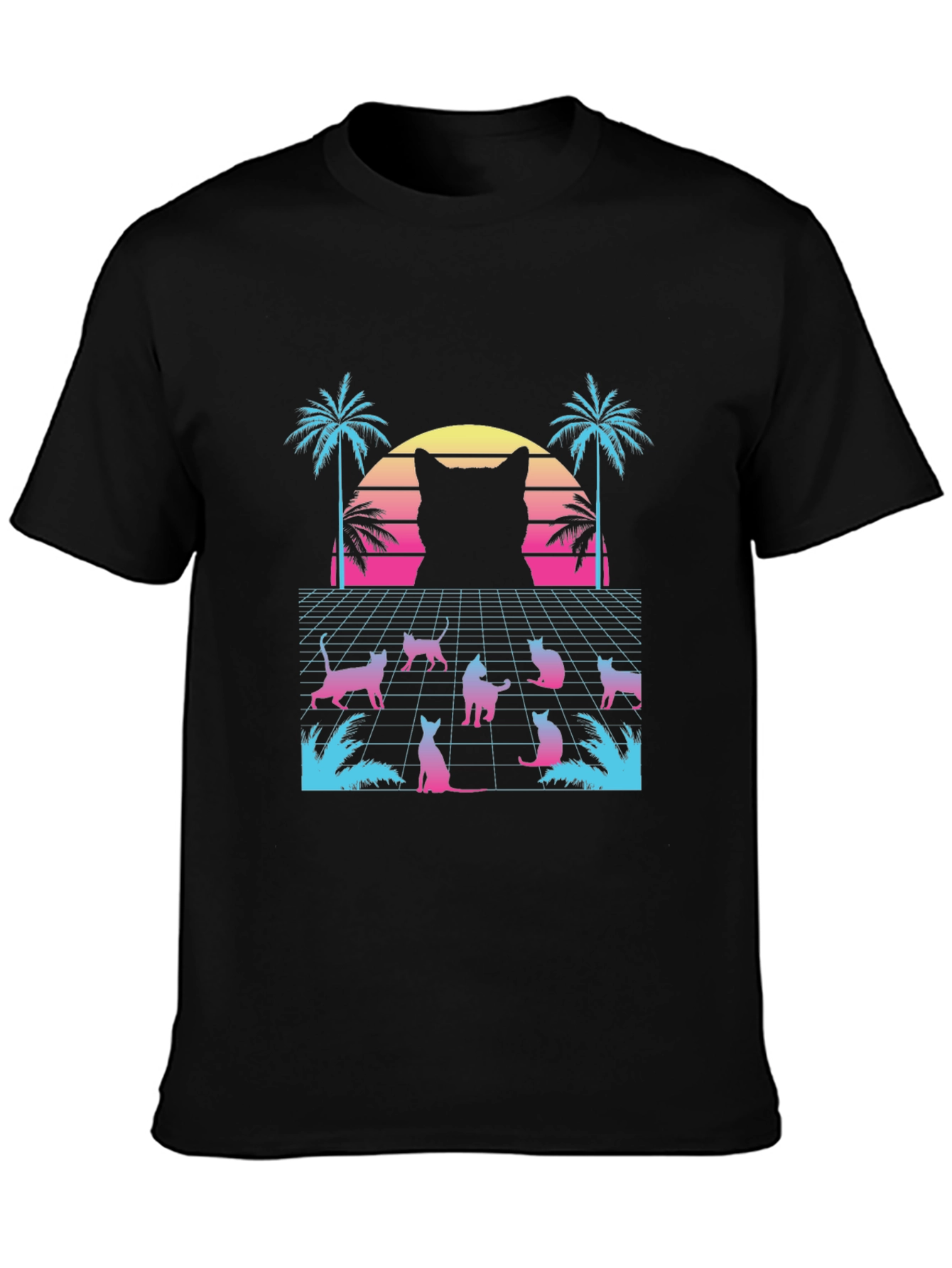Retro Cat Synthwave Graphic Tee