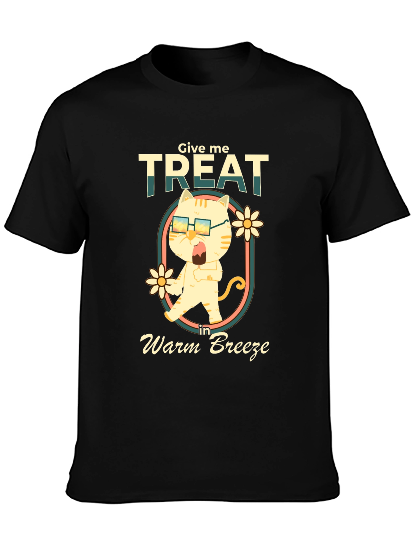 Give Me Treat Cat T-Shirt - Warm Breeze