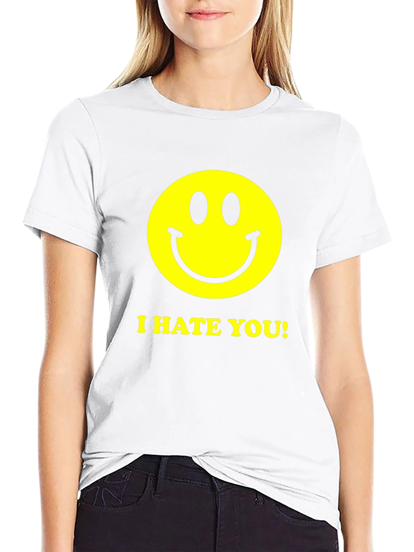 I Hate You Smiley Face Graphic T-Shirt