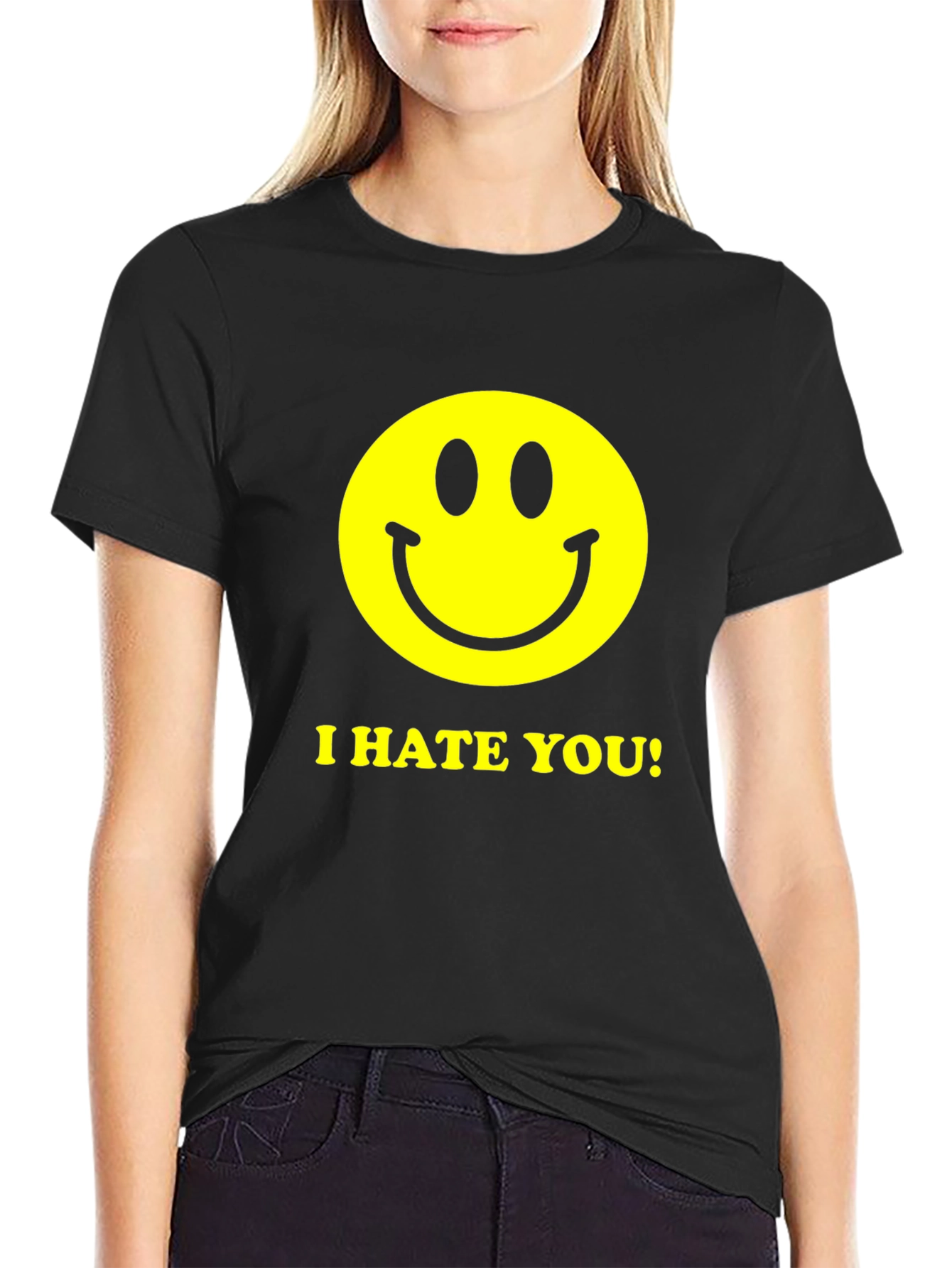 I Hate You Smiley Face Graphic T-Shirt