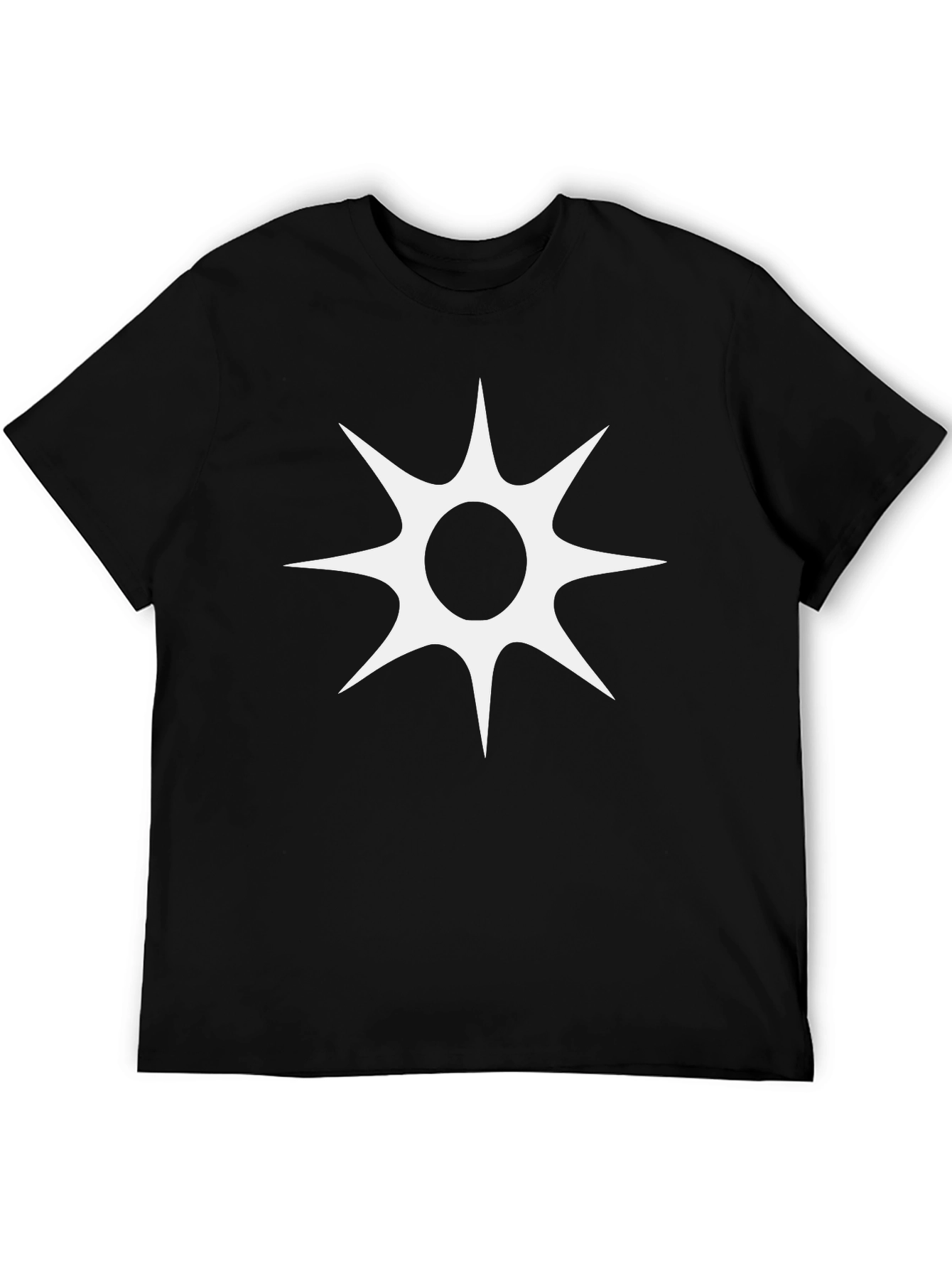 Black T-Shirt with White Starburst Design
