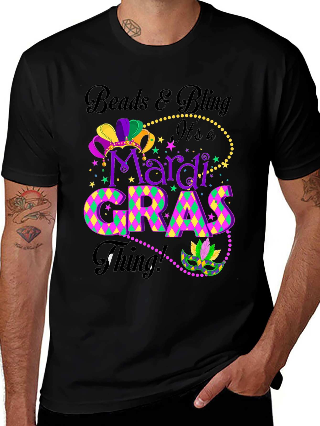 Mardi Gras T-Shirt: Beads & Bling