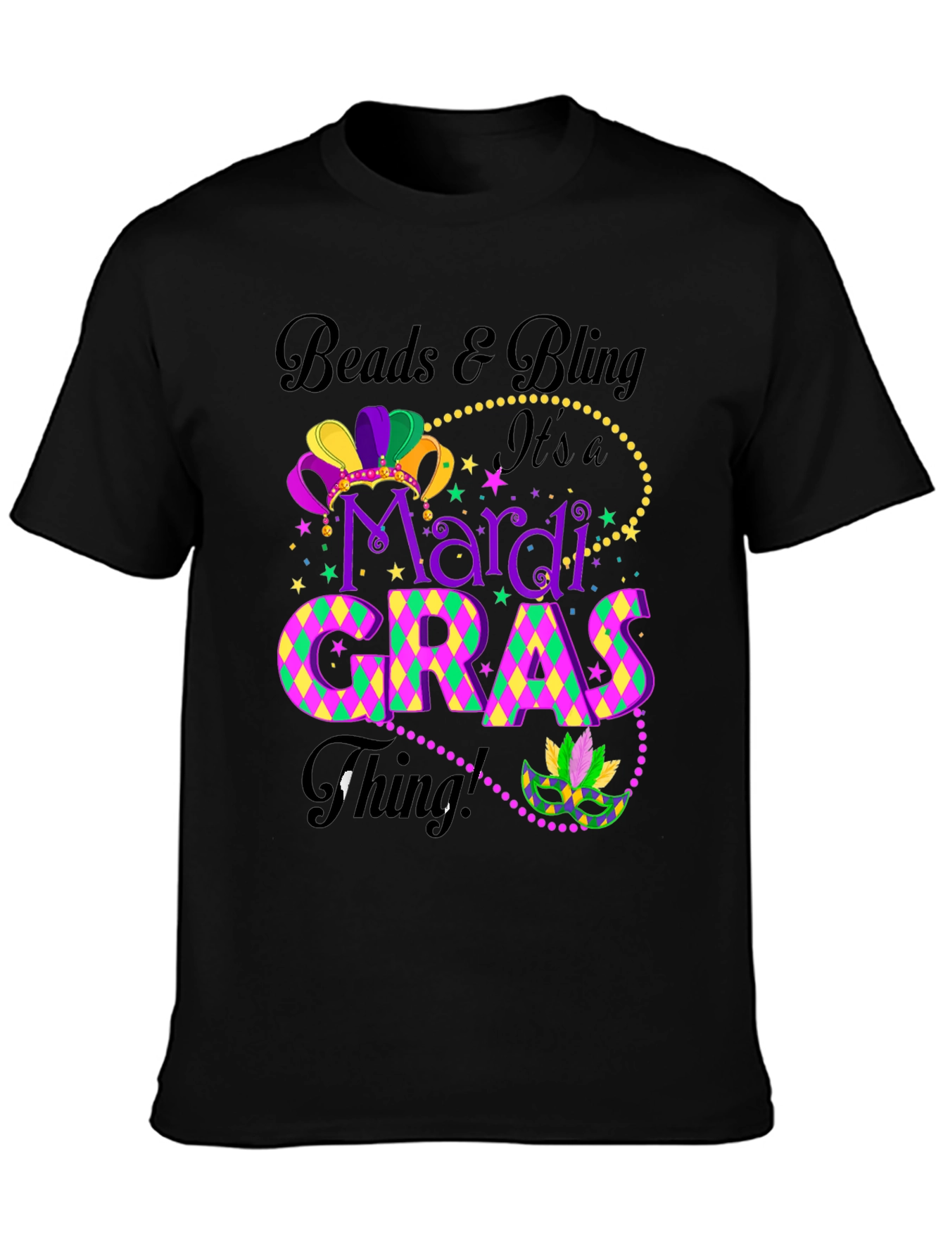 Mardi Gras T-Shirt: Beads & Bling