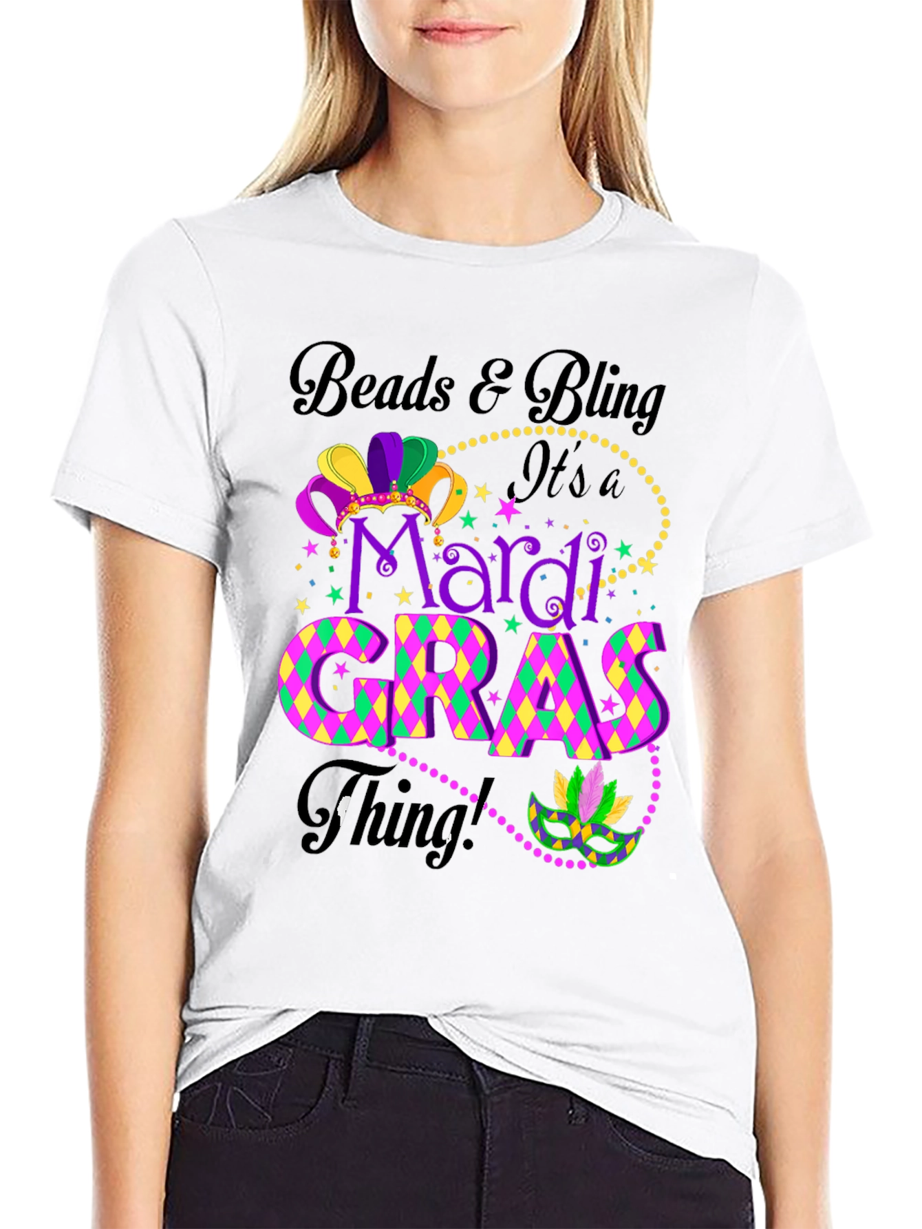 Mardi Gras T-Shirt: Beads & Bling