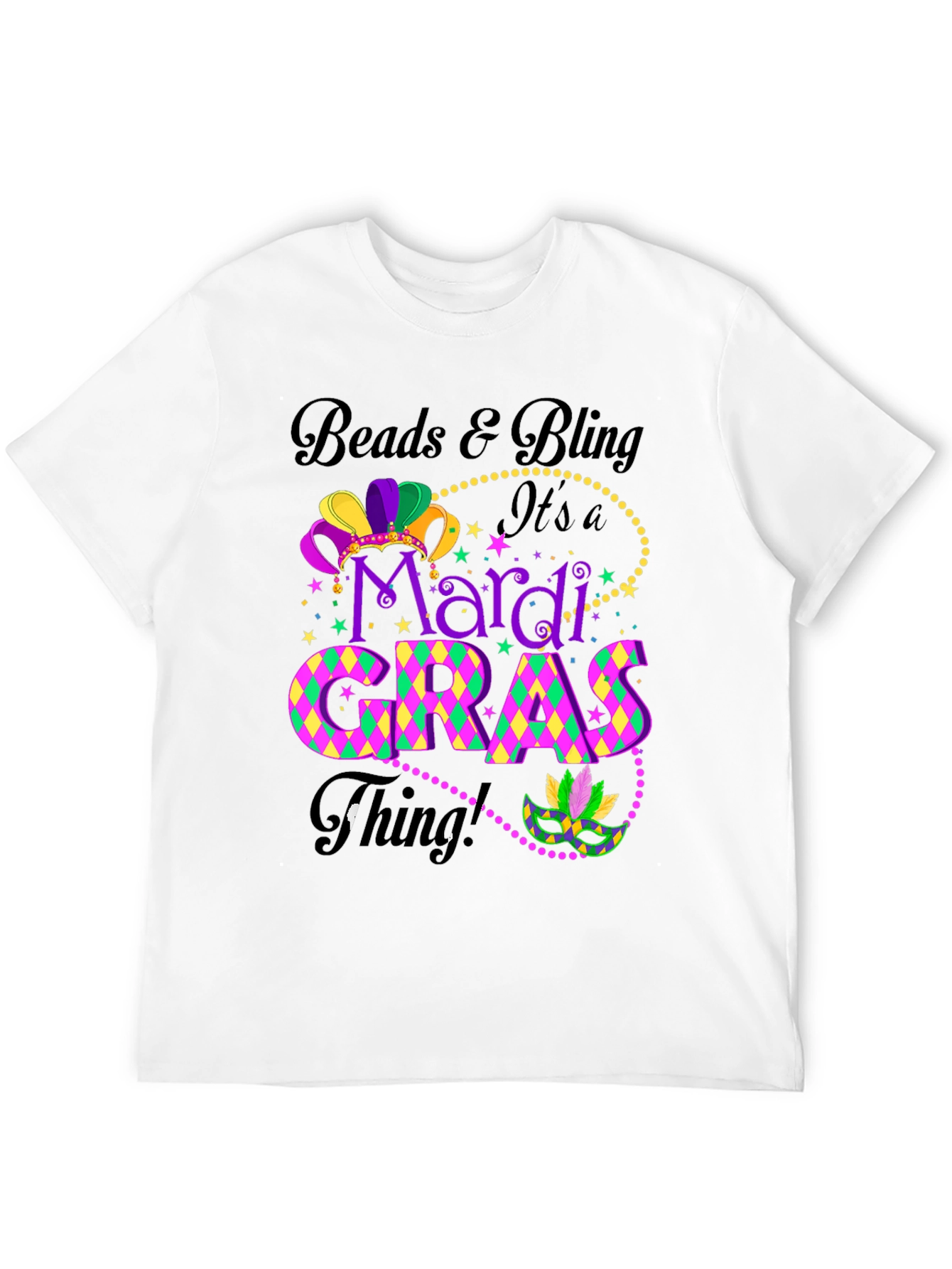 Mardi Gras T-Shirt: Beads & Bling
