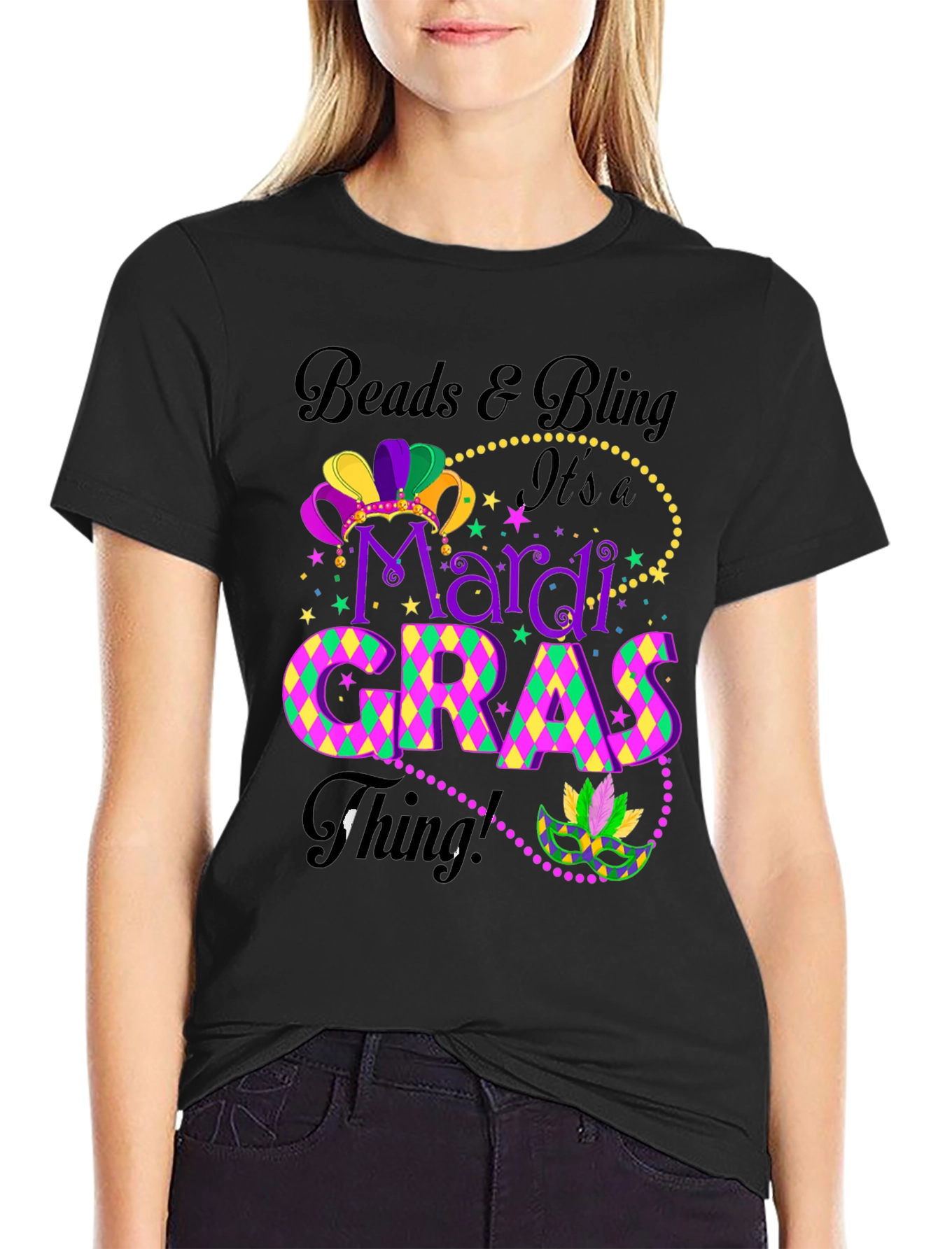 Mardi Gras T-Shirt: Beads & Bling