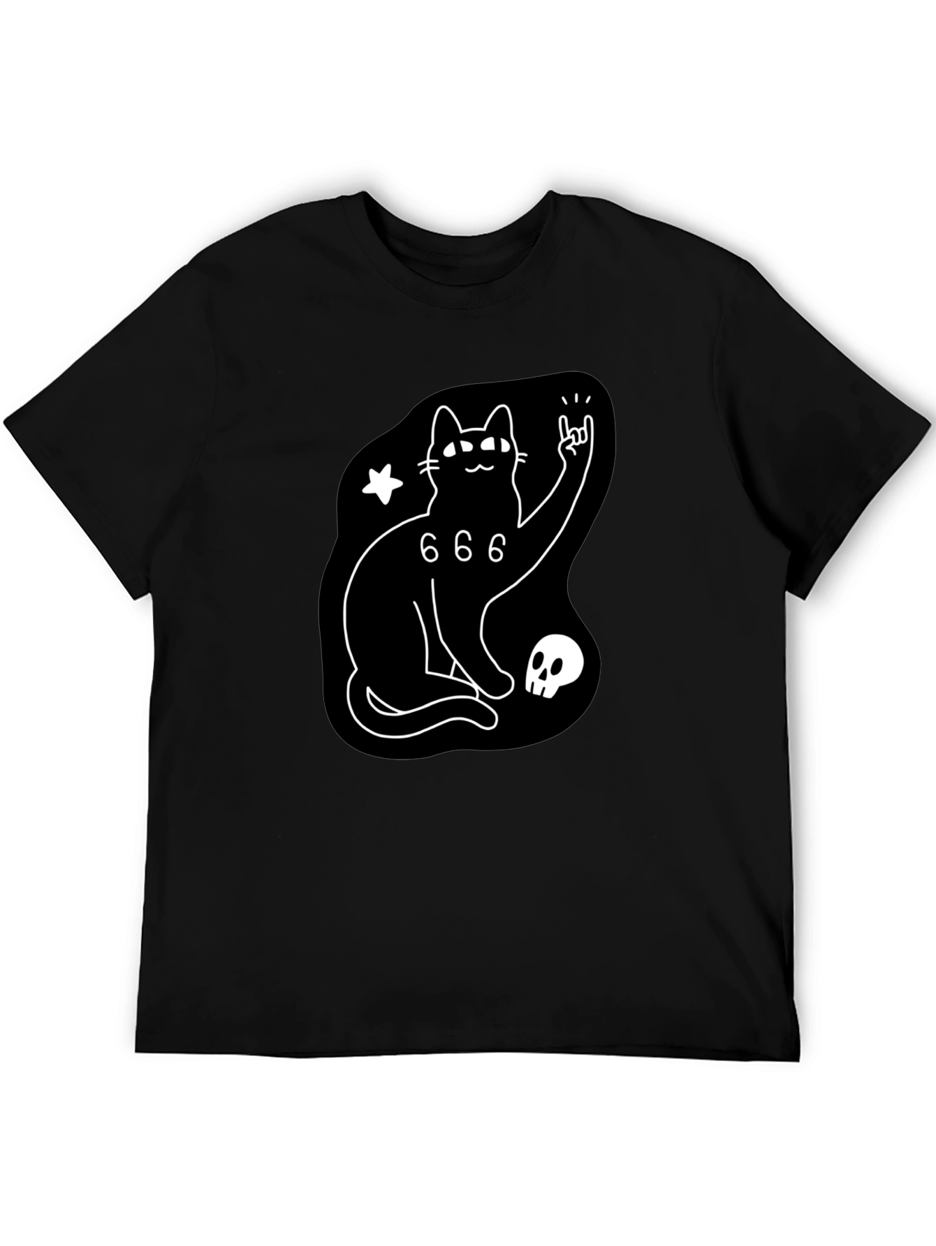 Black Cat 666 Graphic T-Shirt - Rock On!