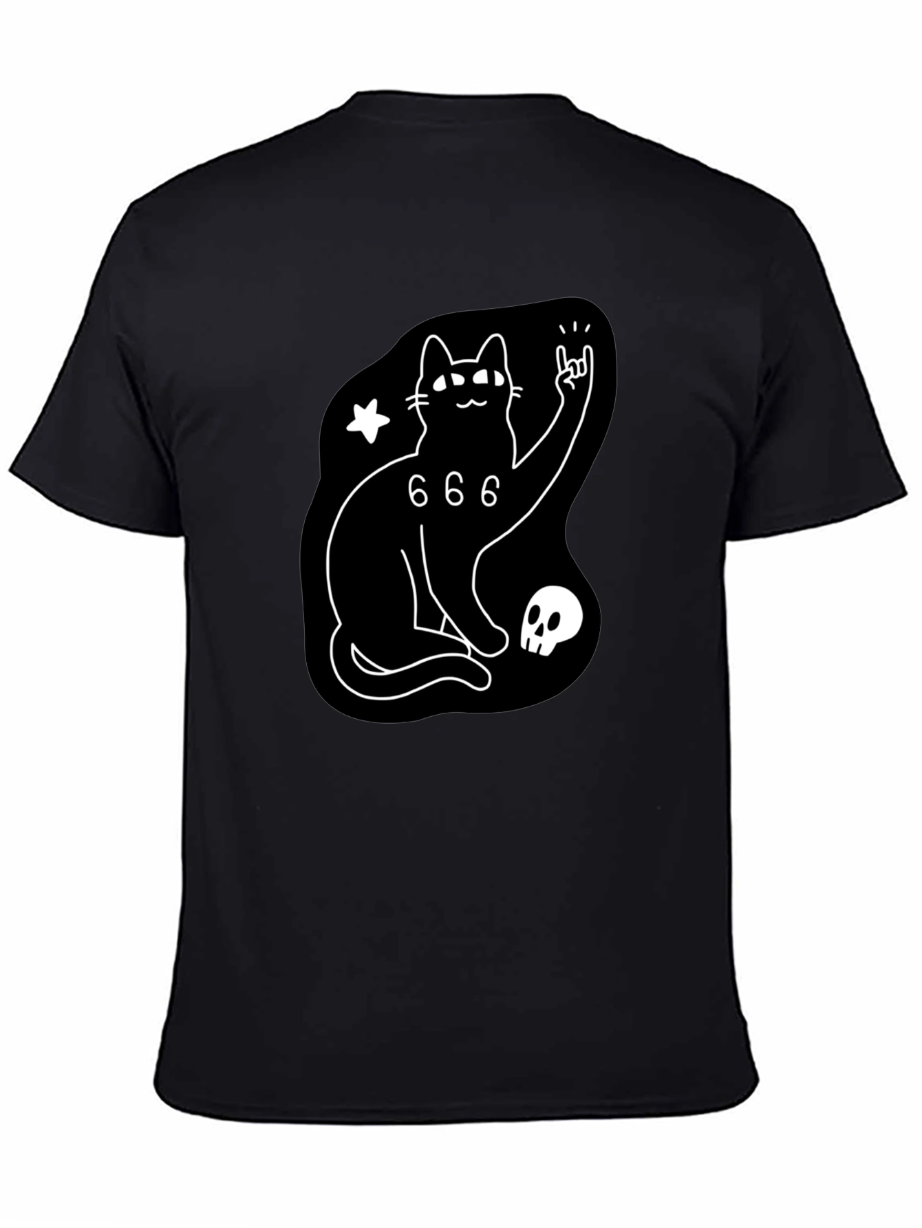 Black Cat 666 Graphic T-Shirt - Rock On!