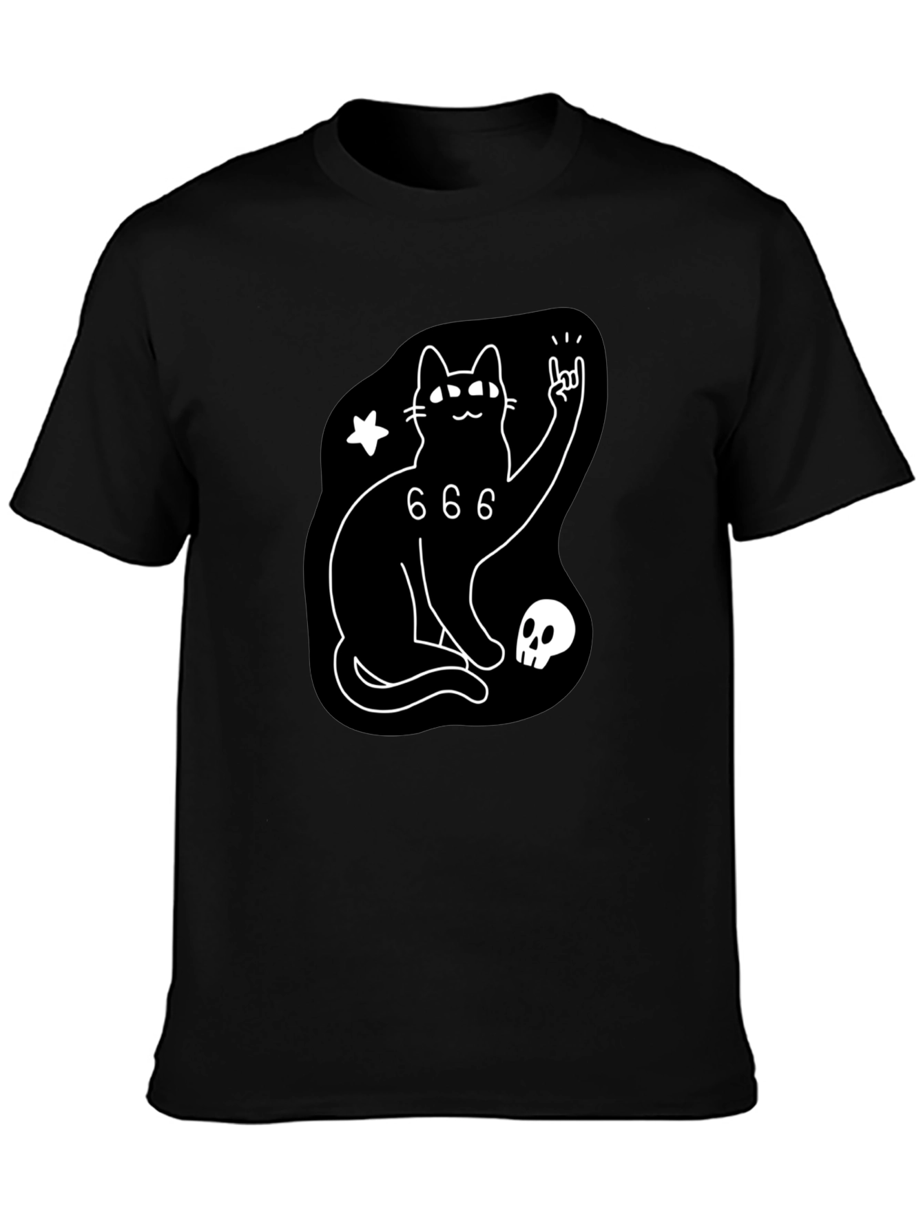 Black Cat 666 Graphic T-Shirt - Rock On!